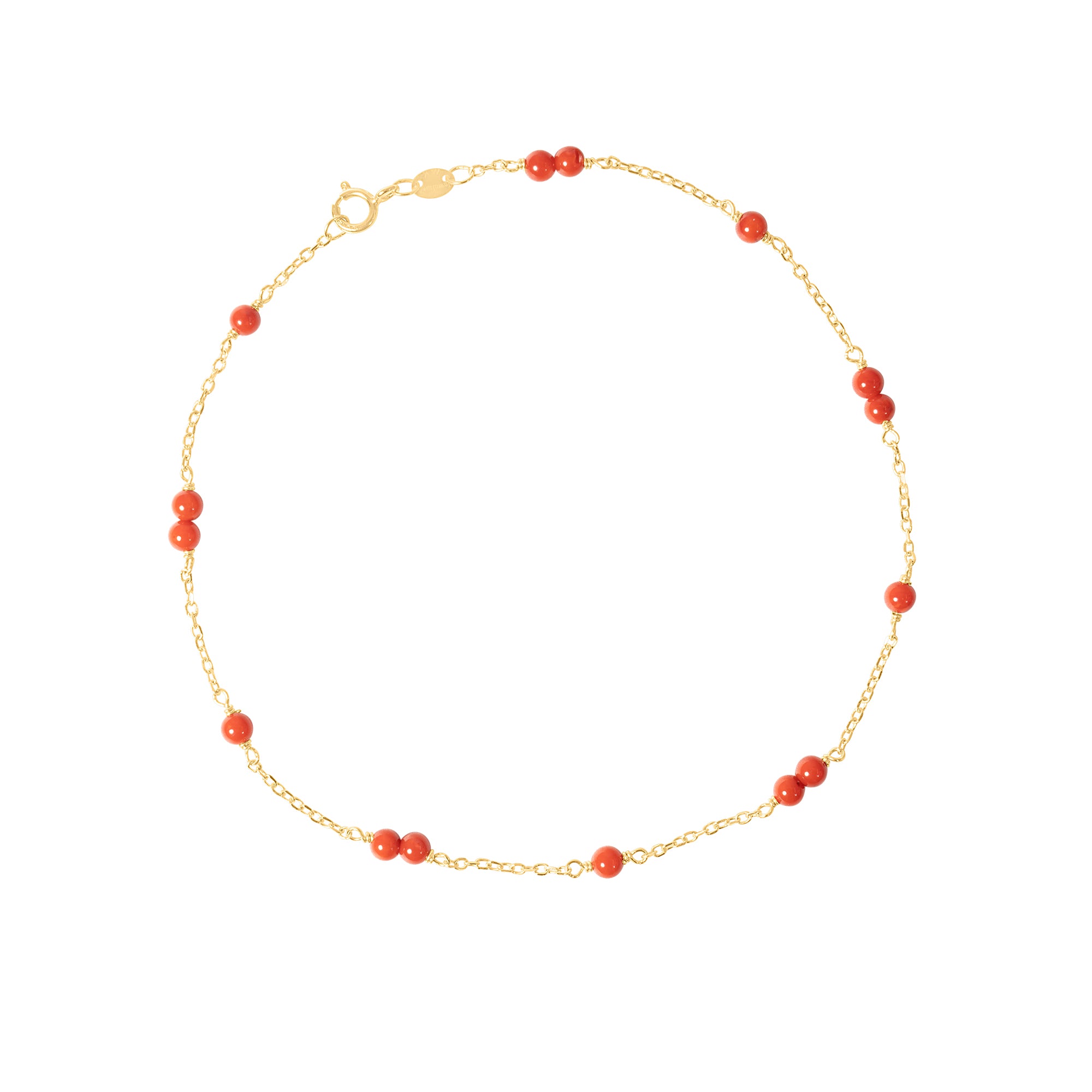 14k Gold Gemstone Station Anklet