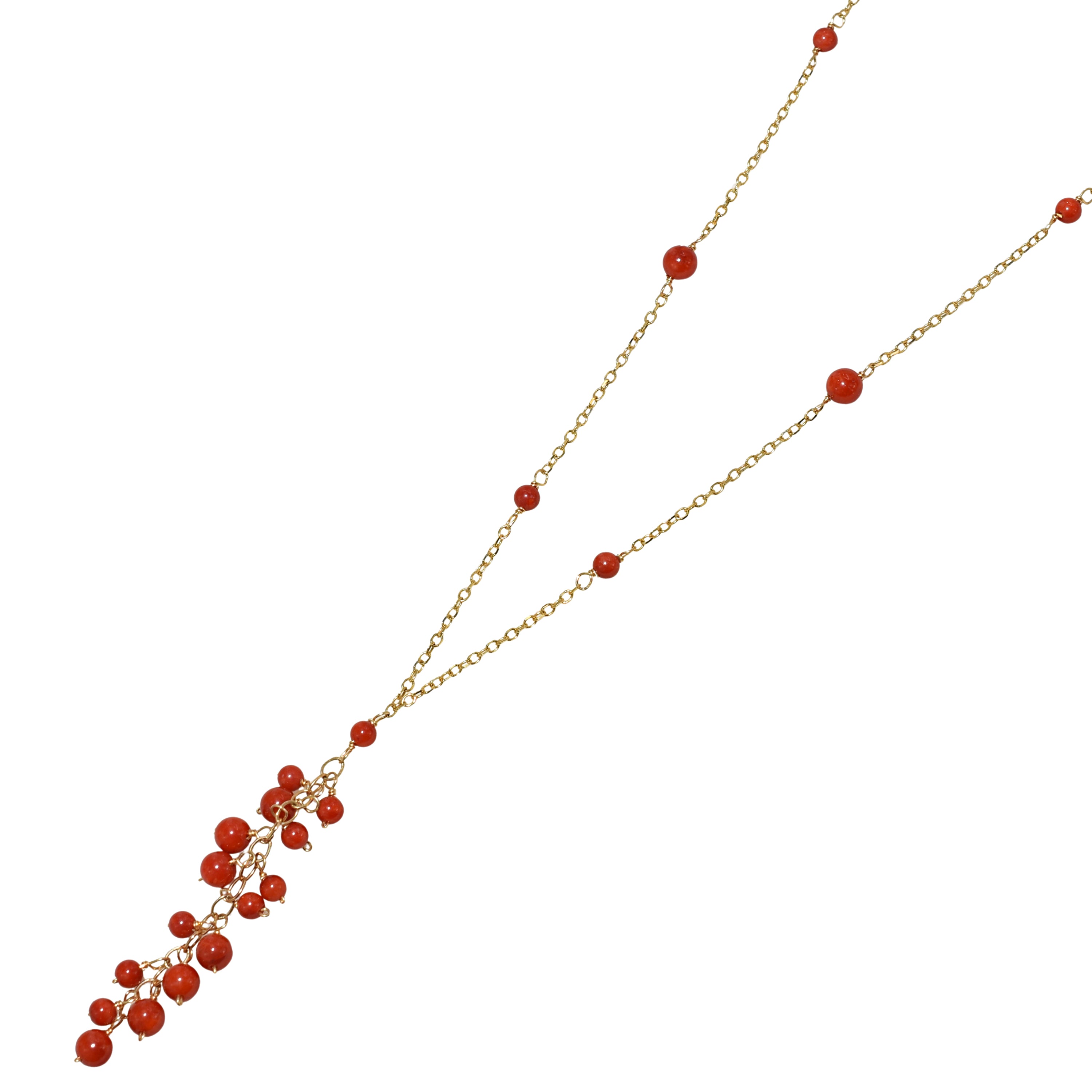 14k Dyed Coral Gold Chain Necklace