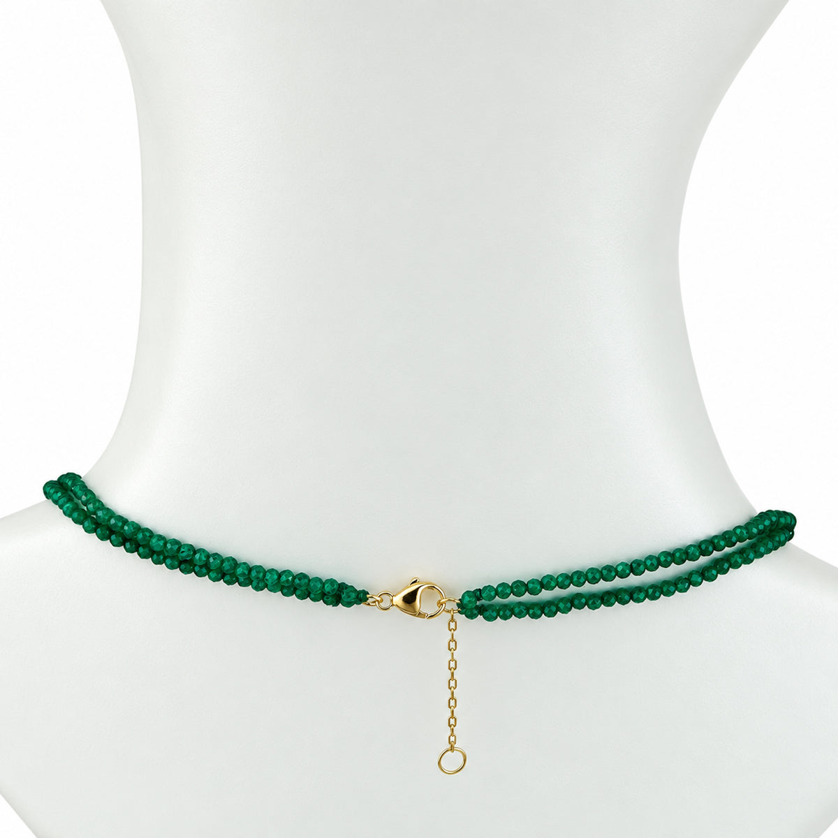 14k Multi Gemstone Clover Pendant 2 Row Necklace