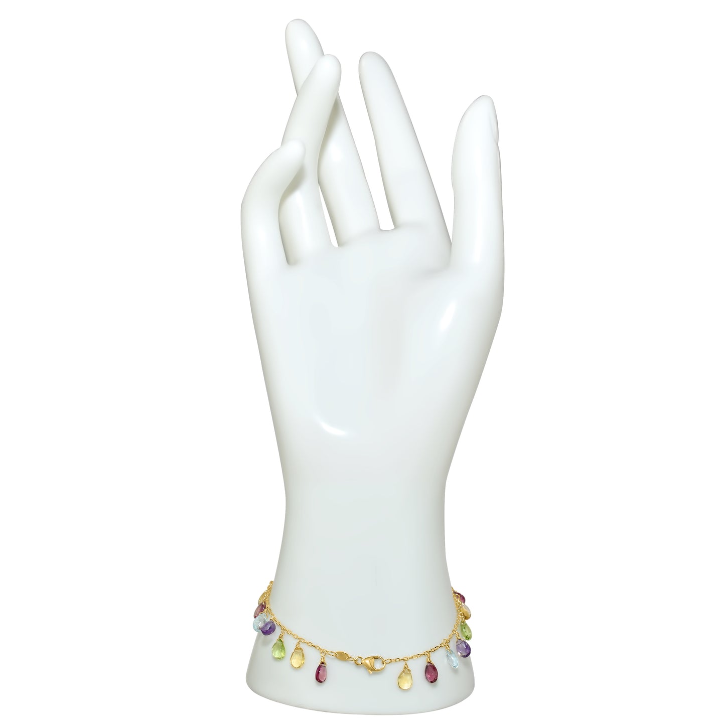 14k Garnet, Citrine, Peridot, Amethyst, and Blue Topaz Bracelet 6''