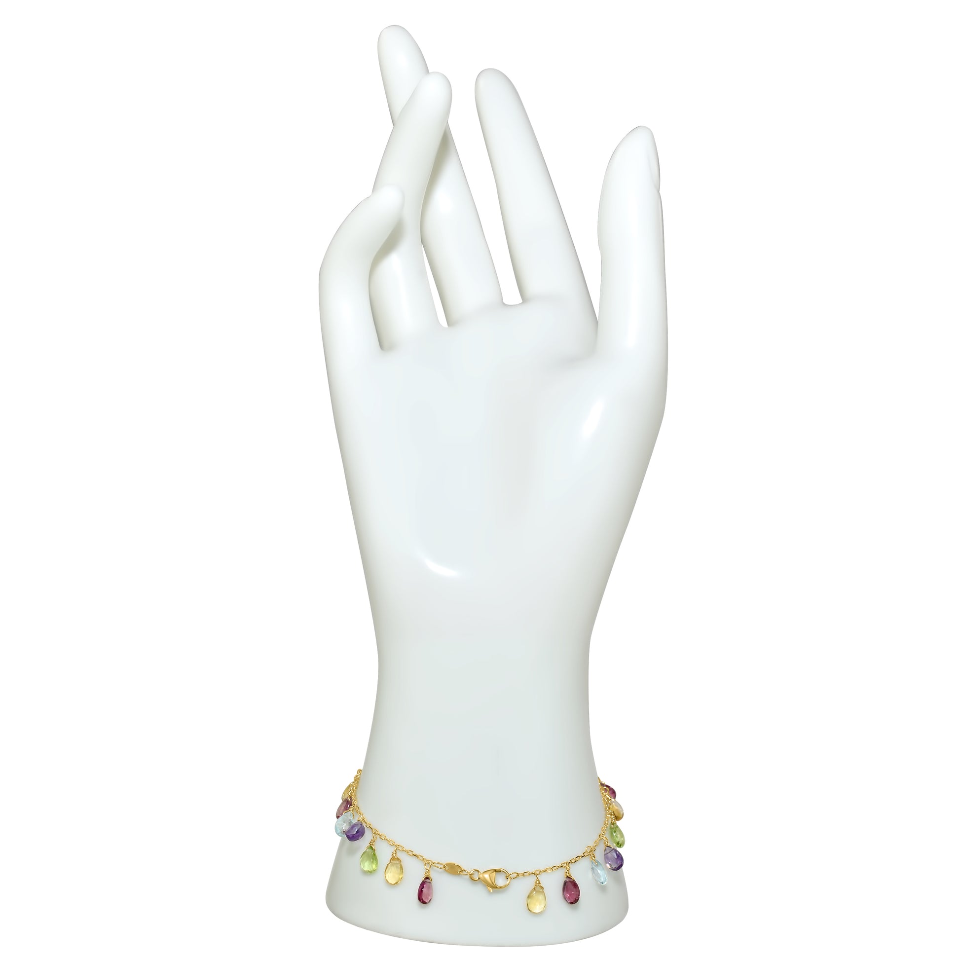 14k Garnet, Citrine, Peridot, Amethyst, and Blue Topaz Bracelet 6''