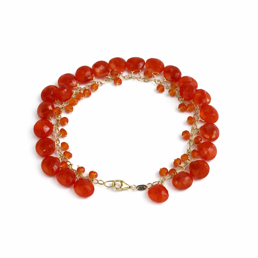 14k Carnelian Cluster Bracelet