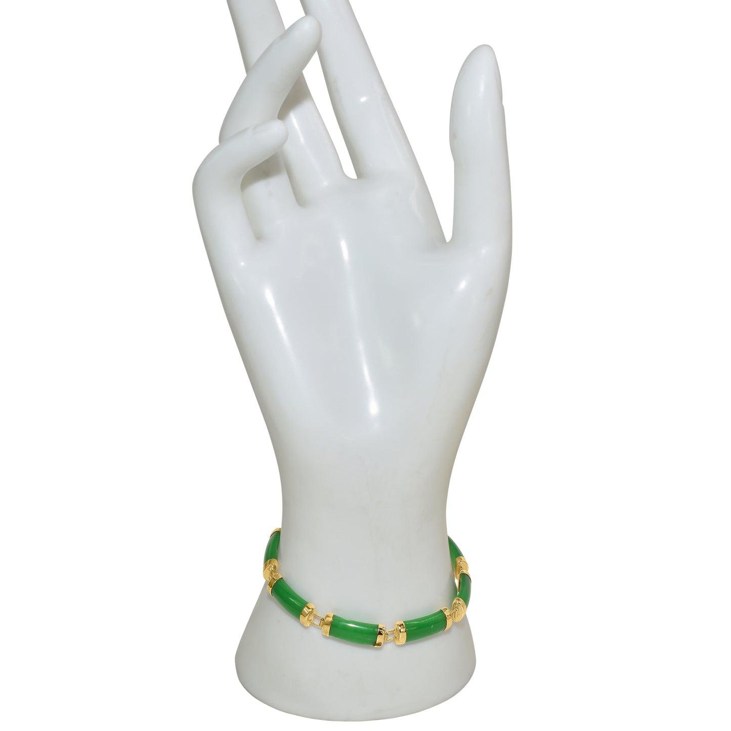 14k Green Jade 8 Link Bracelet
