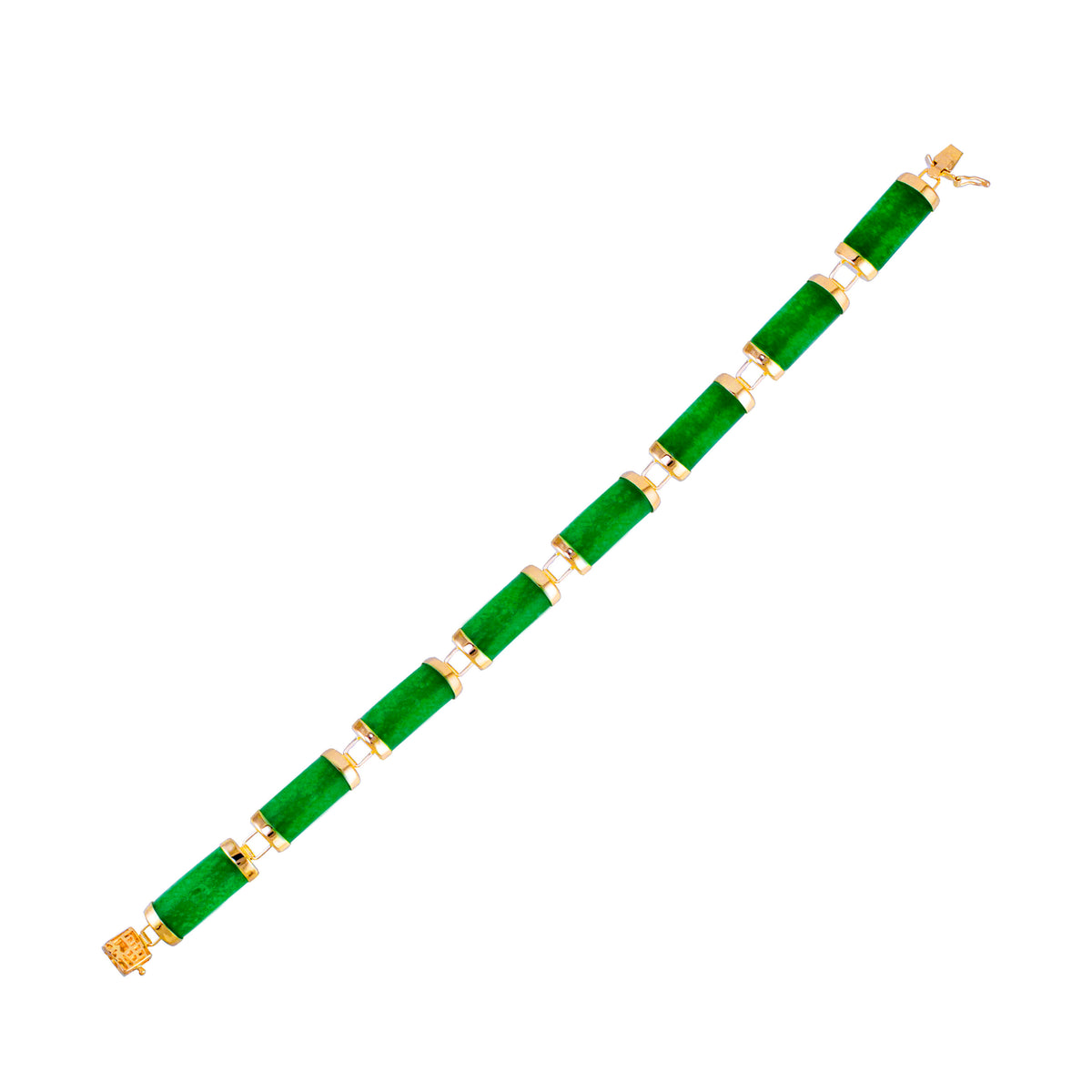 14k Green Jade 8 Link Bracelet