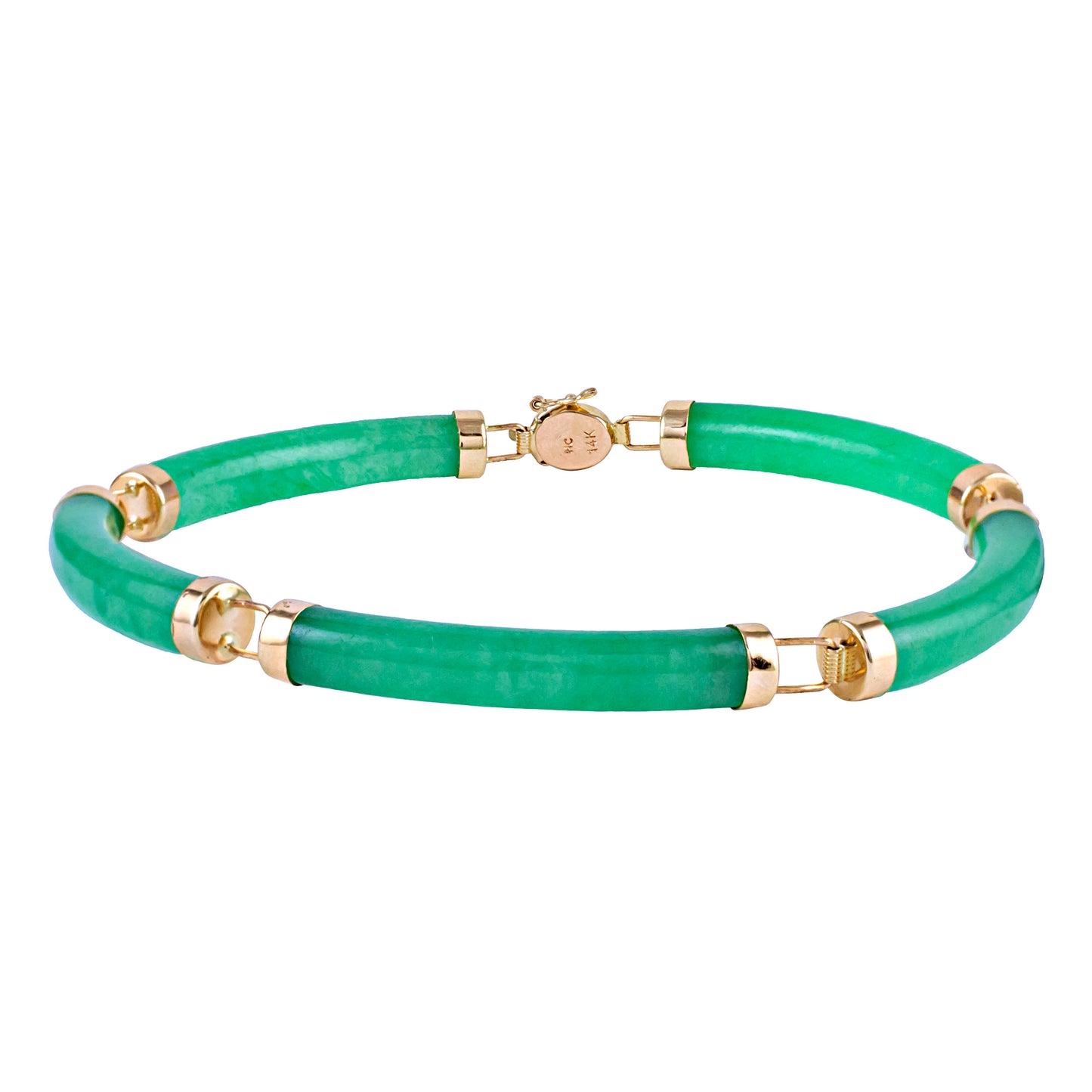 14k Green Jade 5 Links Bracelet