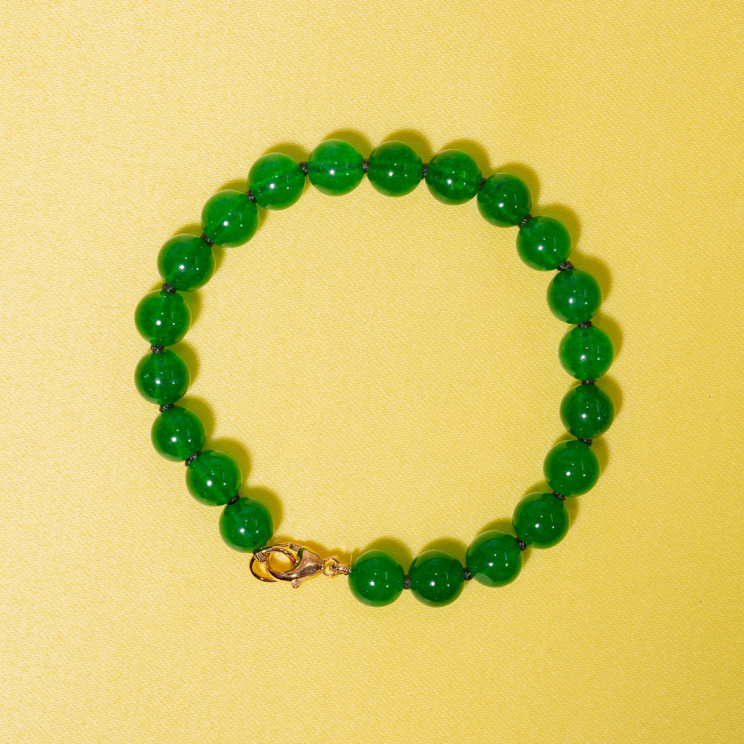 14k Green Jade Knotted Bracelet 7.5"