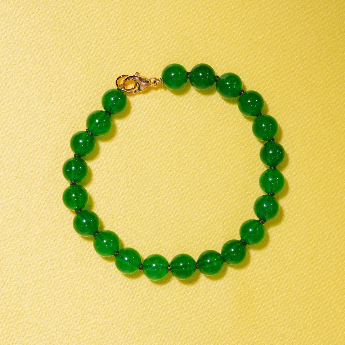 14k Green Jade Knotted Bracelet 7.5"