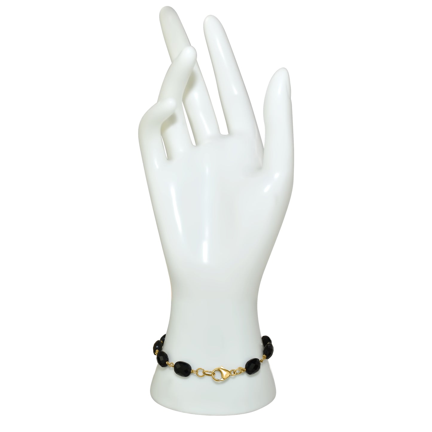 14k Black Onyx 11 Link Bracelet 8"