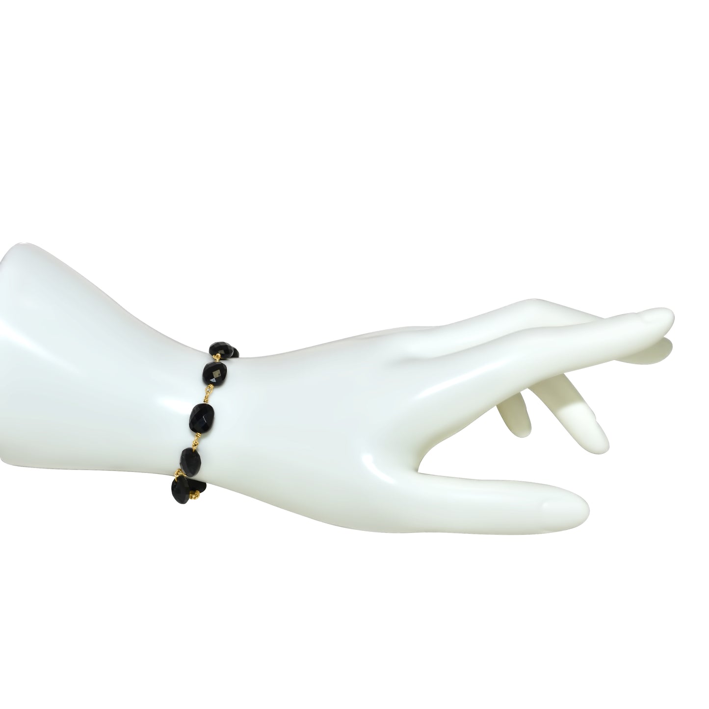 14k Black Onyx 11 Link Bracelet 8"