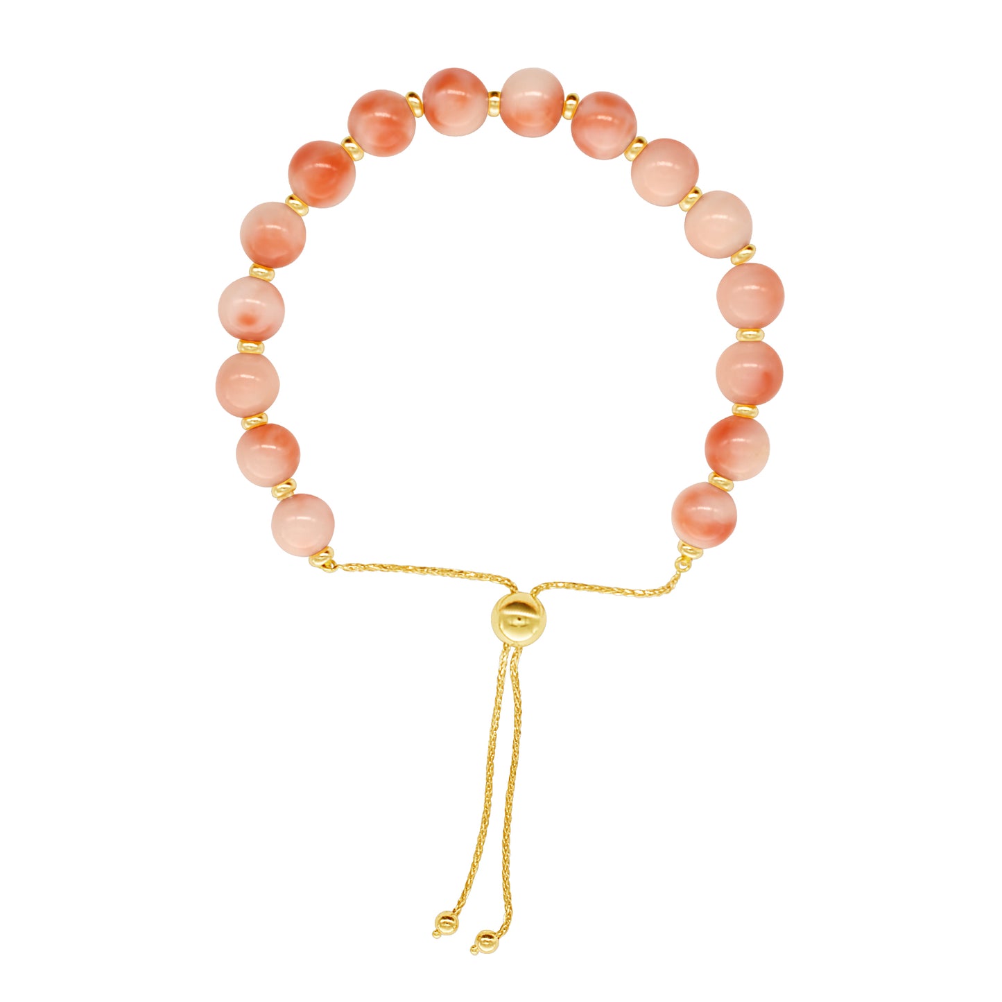14k Angel Skin Coral Adjustable Bolo Bracelet