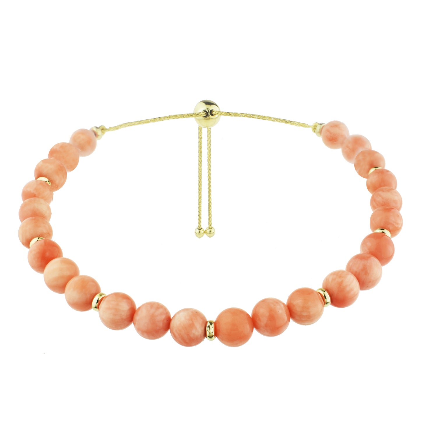 14k Angel Skin Coral Adjustable Bolo Bracelet