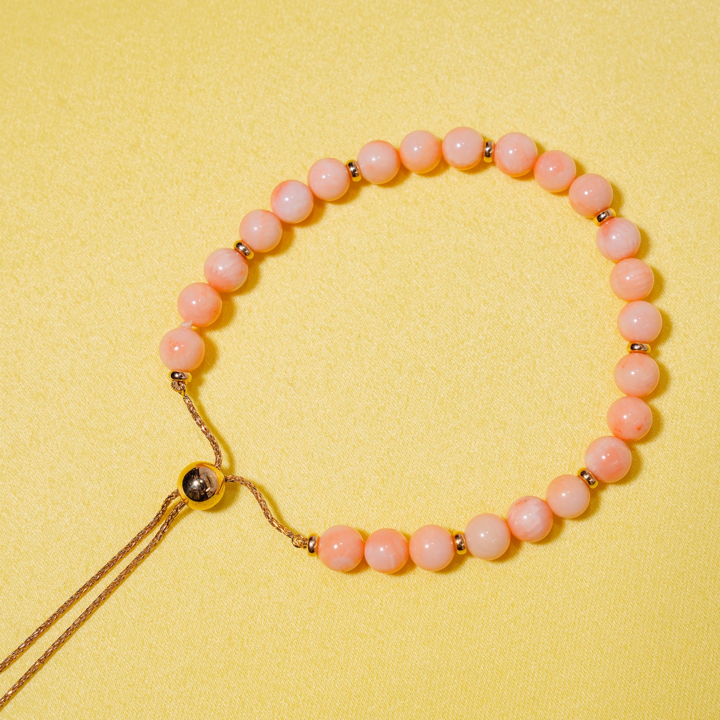 14k Angel Skin Coral Adjustable Bolo Bracelet