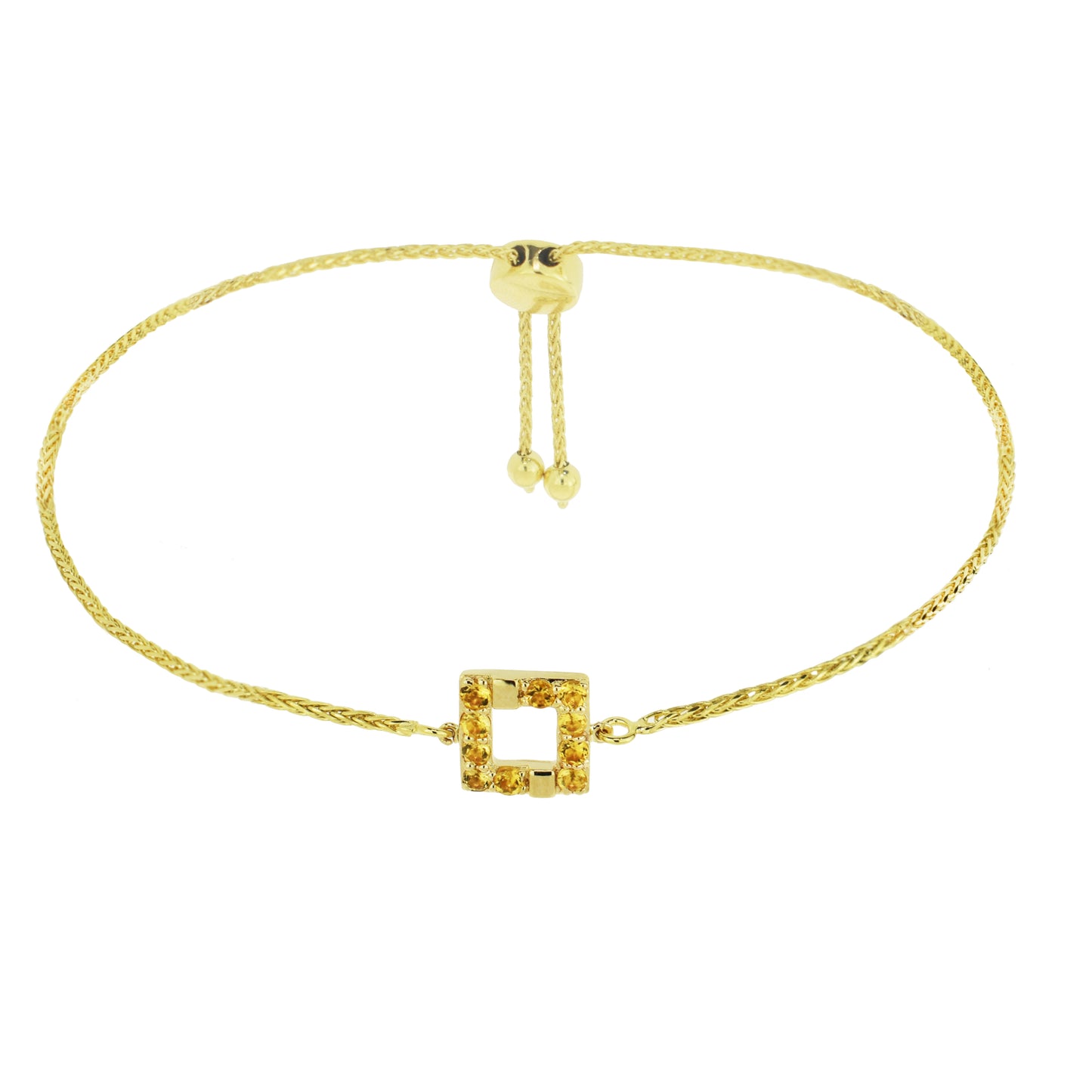 14k Citrine Square Adjustable Bracelet