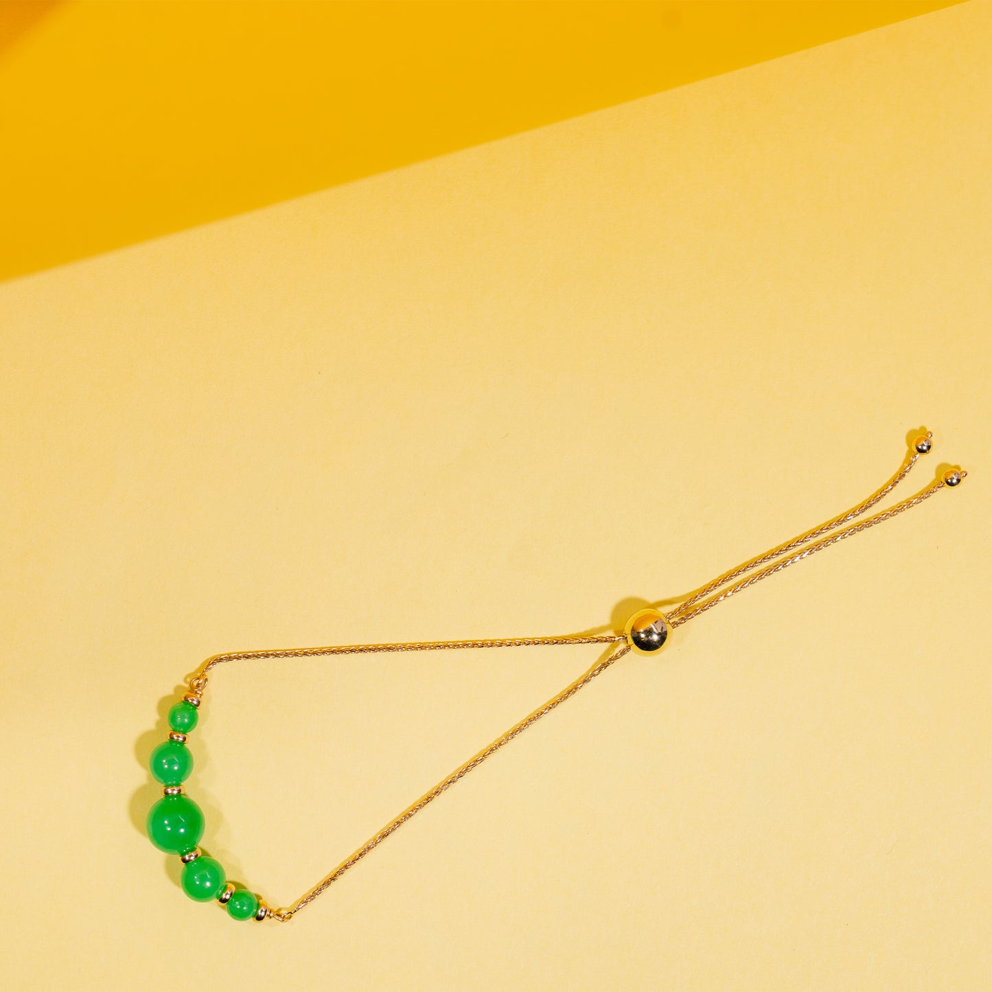 14k Adjustable Bracelet Black Onyx or Green Jade 9.75" Jade