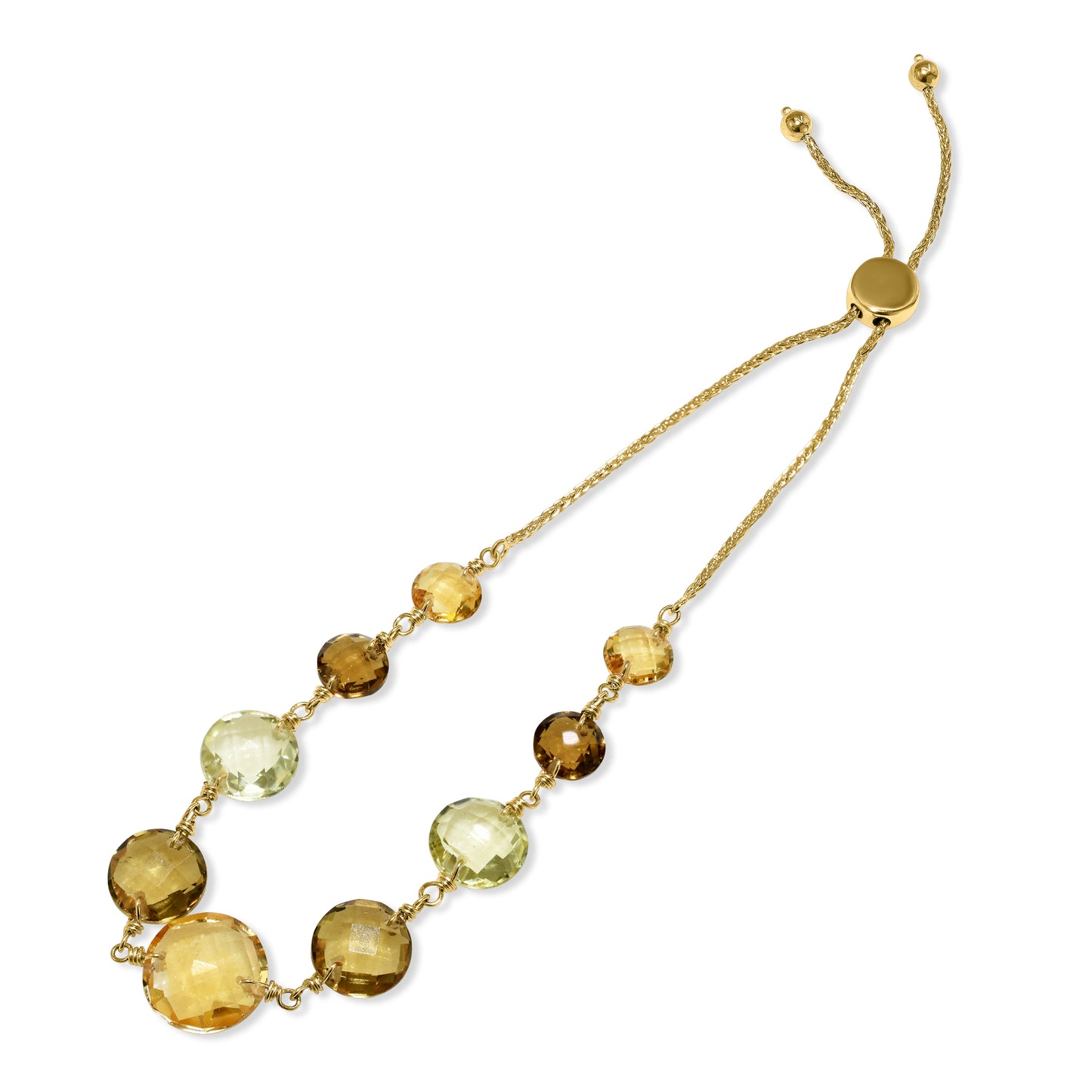 14k Multi-Gemstone Grad Coin Bolo Bracelet