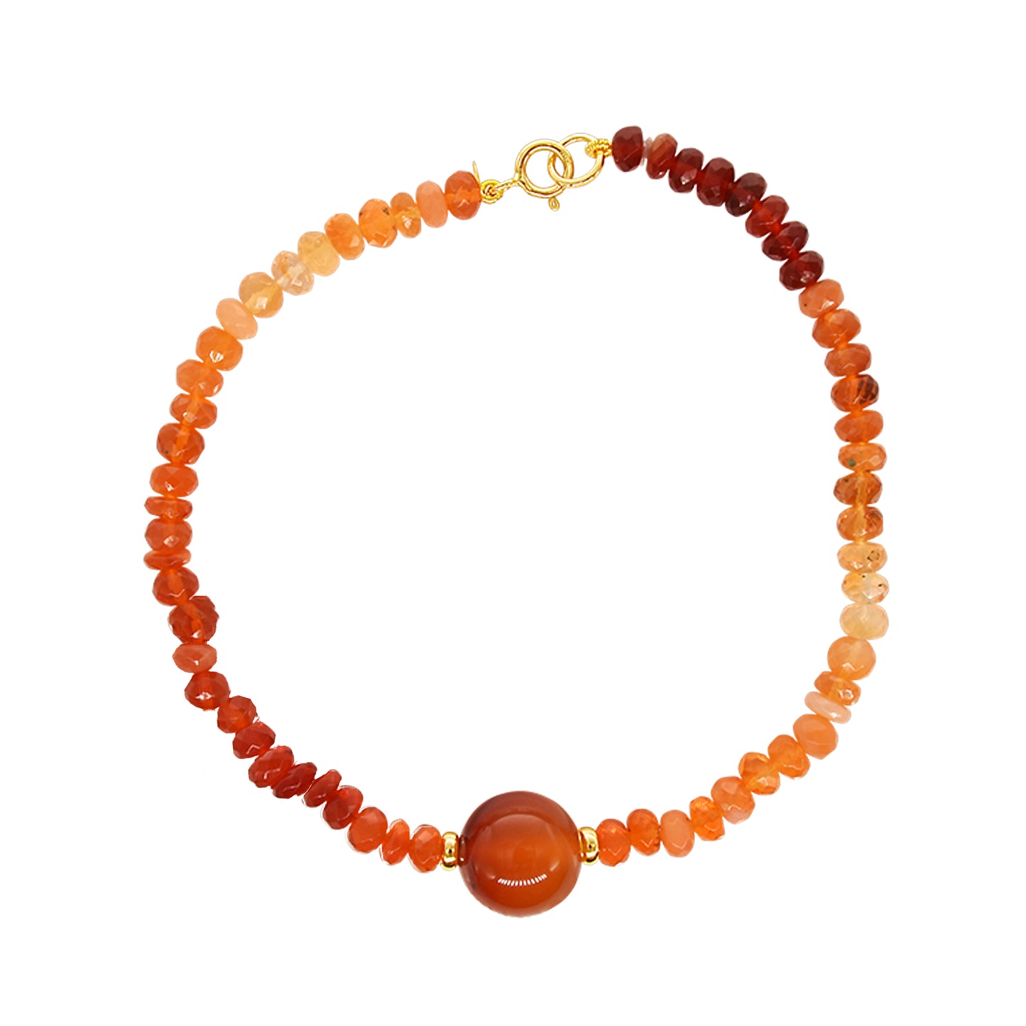 14k Fire Opal Roundel Carnelian Bracelet 6.5''