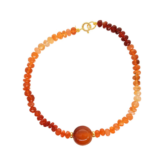 14k Fire Opal Roundel Carnelian Bracelet 6.5''