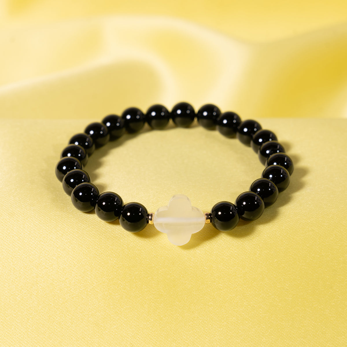 14k Gemstones Four Leaf Clover Stretch Bracelet