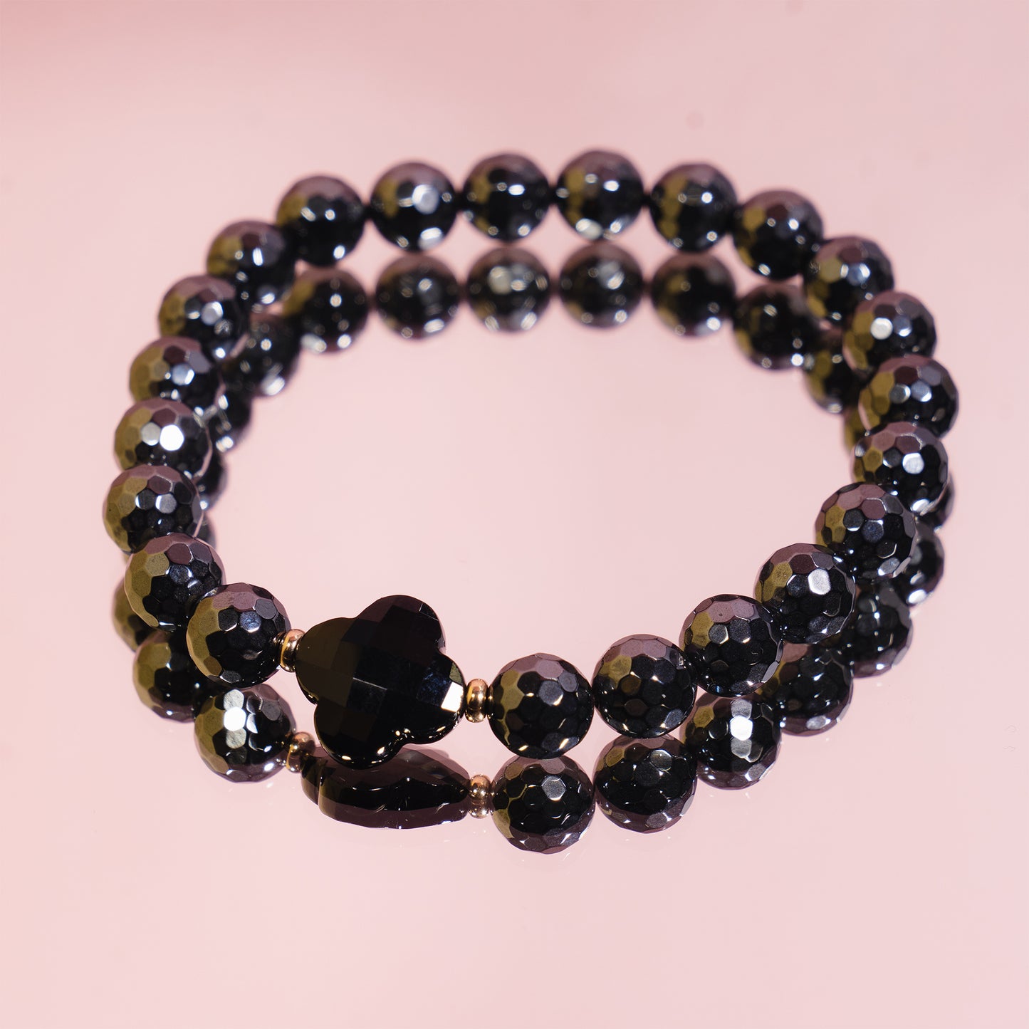14k Gemstones Four Leaf Clover Stretch Bracelet