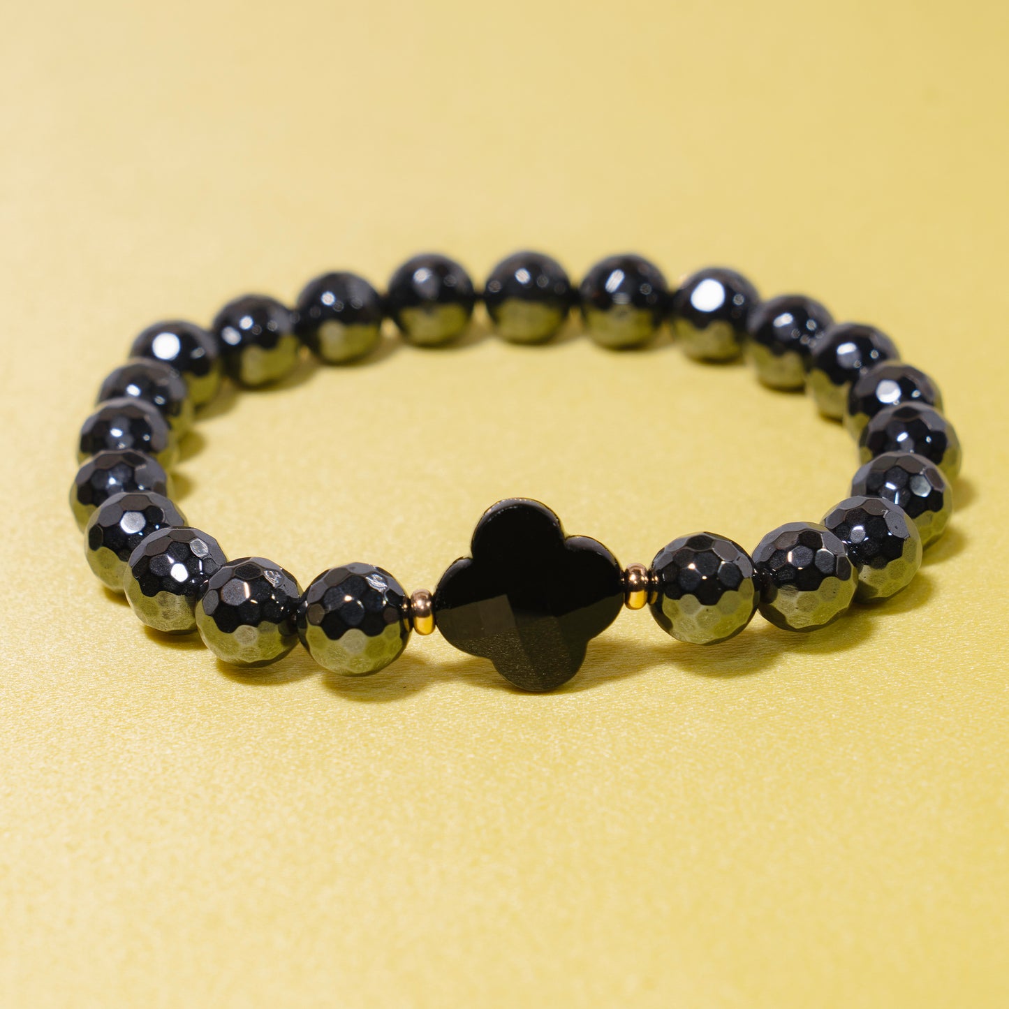 14k Gemstones Four Leaf Clover Stretch Bracelet