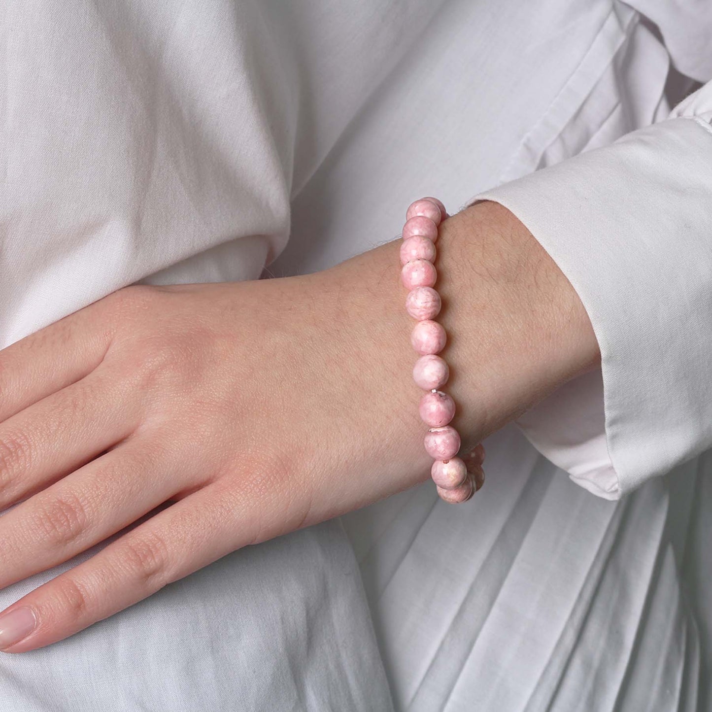Pink Bubble Gum Rhodochrosite Stretch Bracelet 8-12mm 8mm