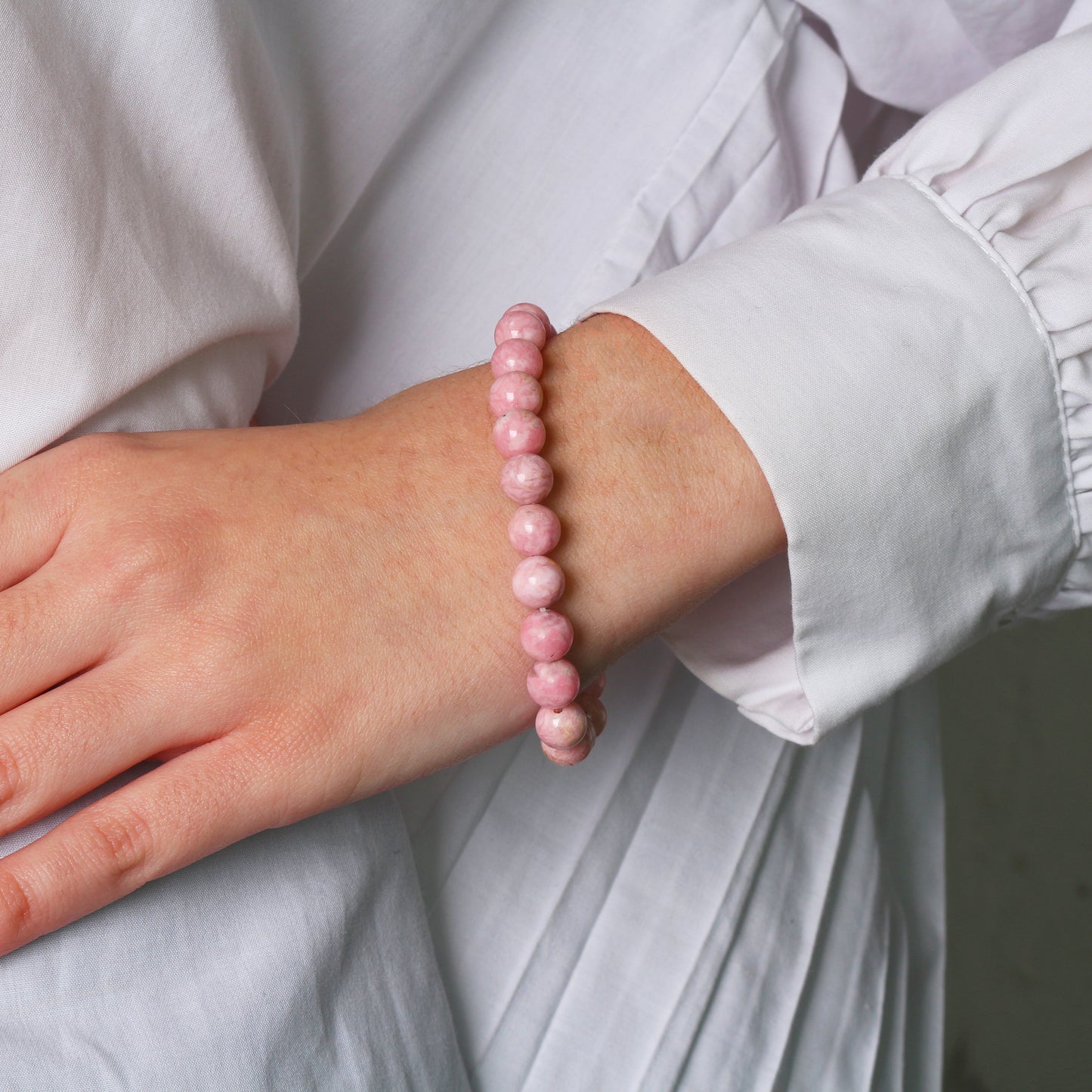Pink Bubble Gum Rhodochrosite Stretch Bracelet 8-12mm 8mm