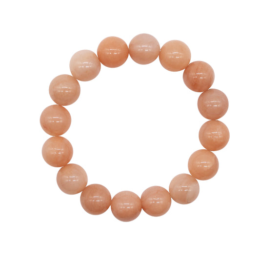 Peach Moonstone Bead Stretch Bracelet 10/12mm 12mm