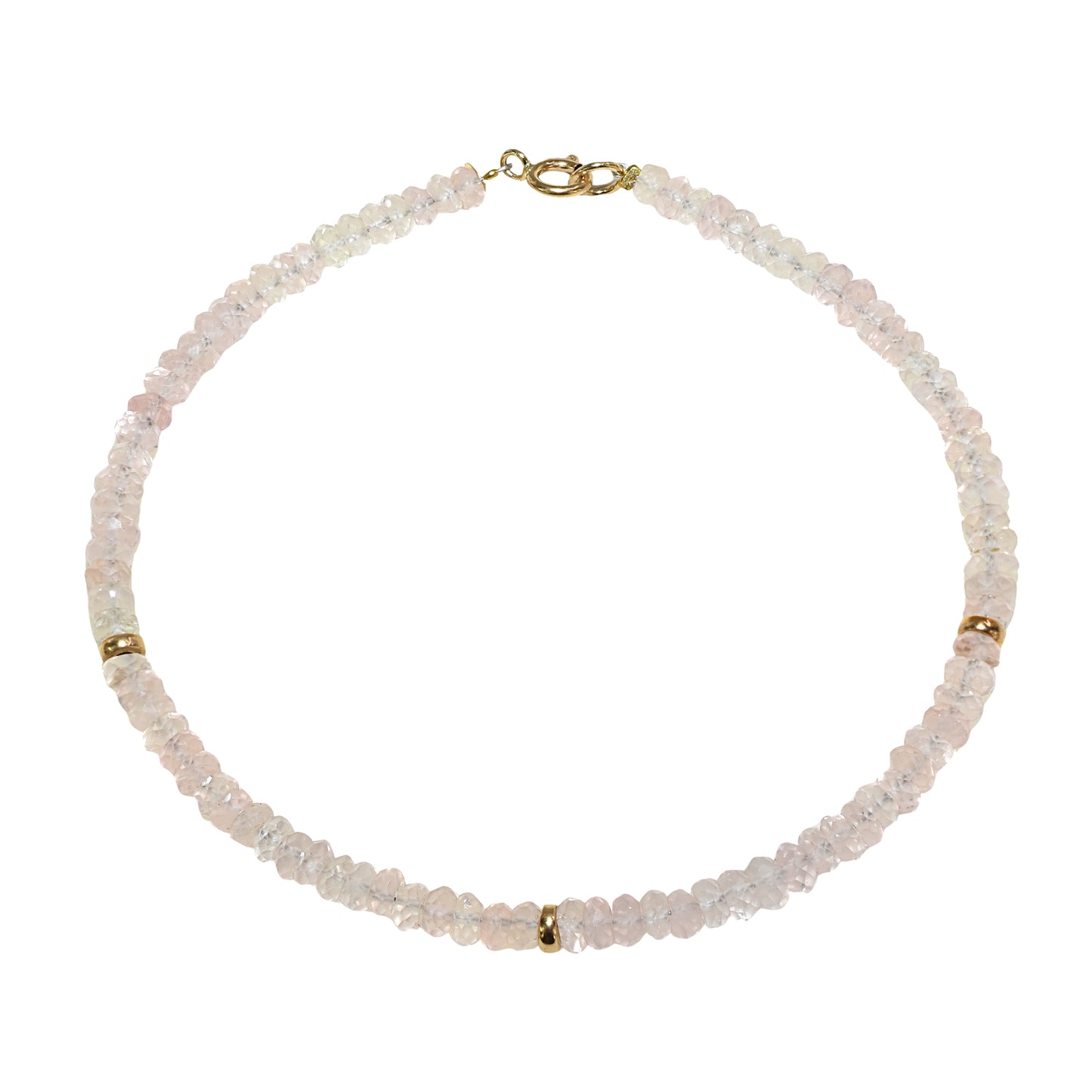 14k Yellow Gold Gemstones 3 Gold Roundel Stations Bracelet
