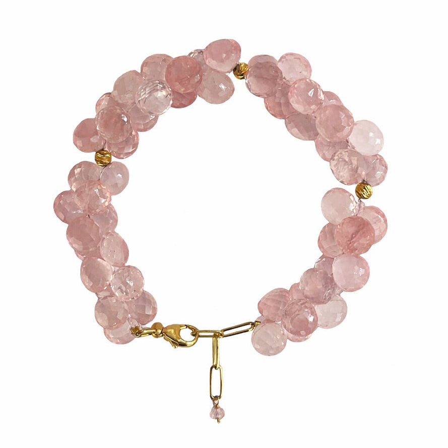 14k Rose Quartz Cluster Bracelet