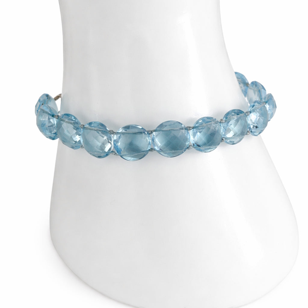 14k Blue Topaz Coin Bolo Bracelet