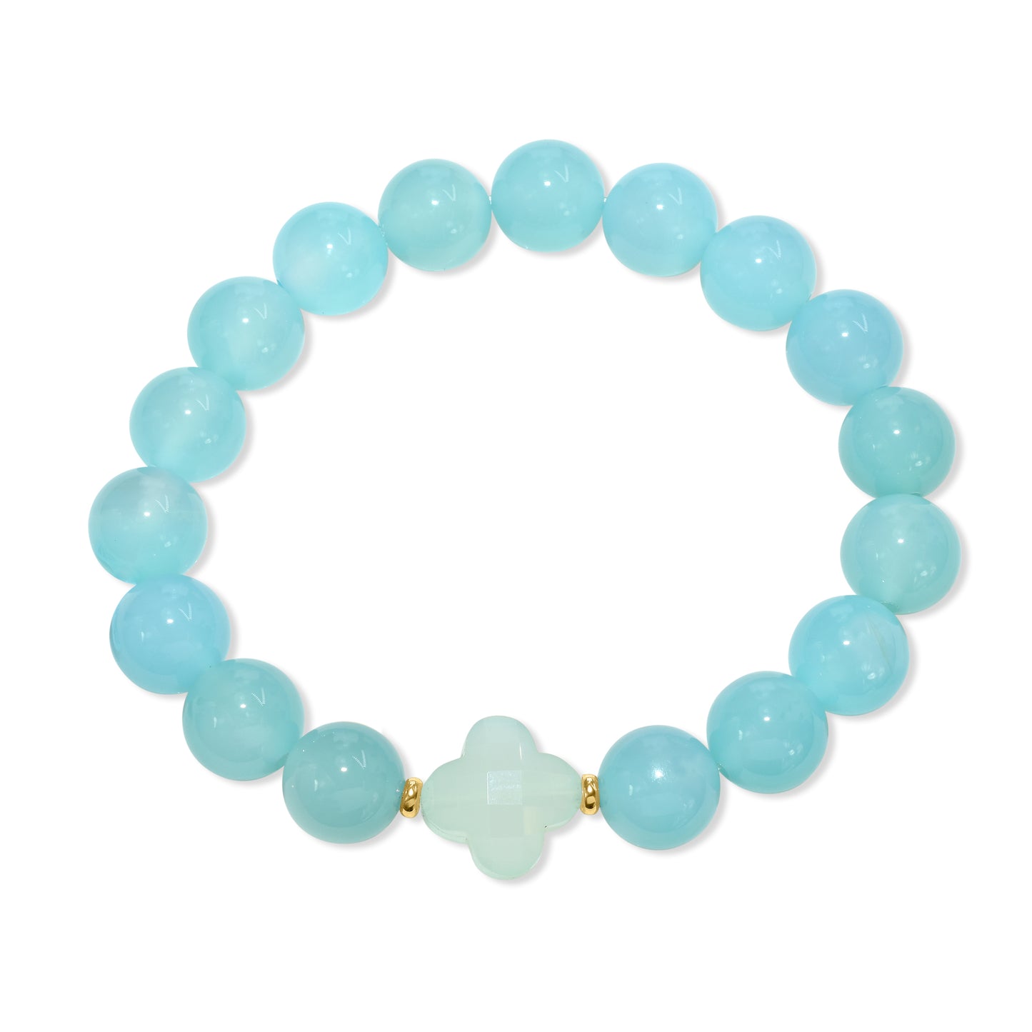 14k Chalcedony Clover Stretch Bracelet