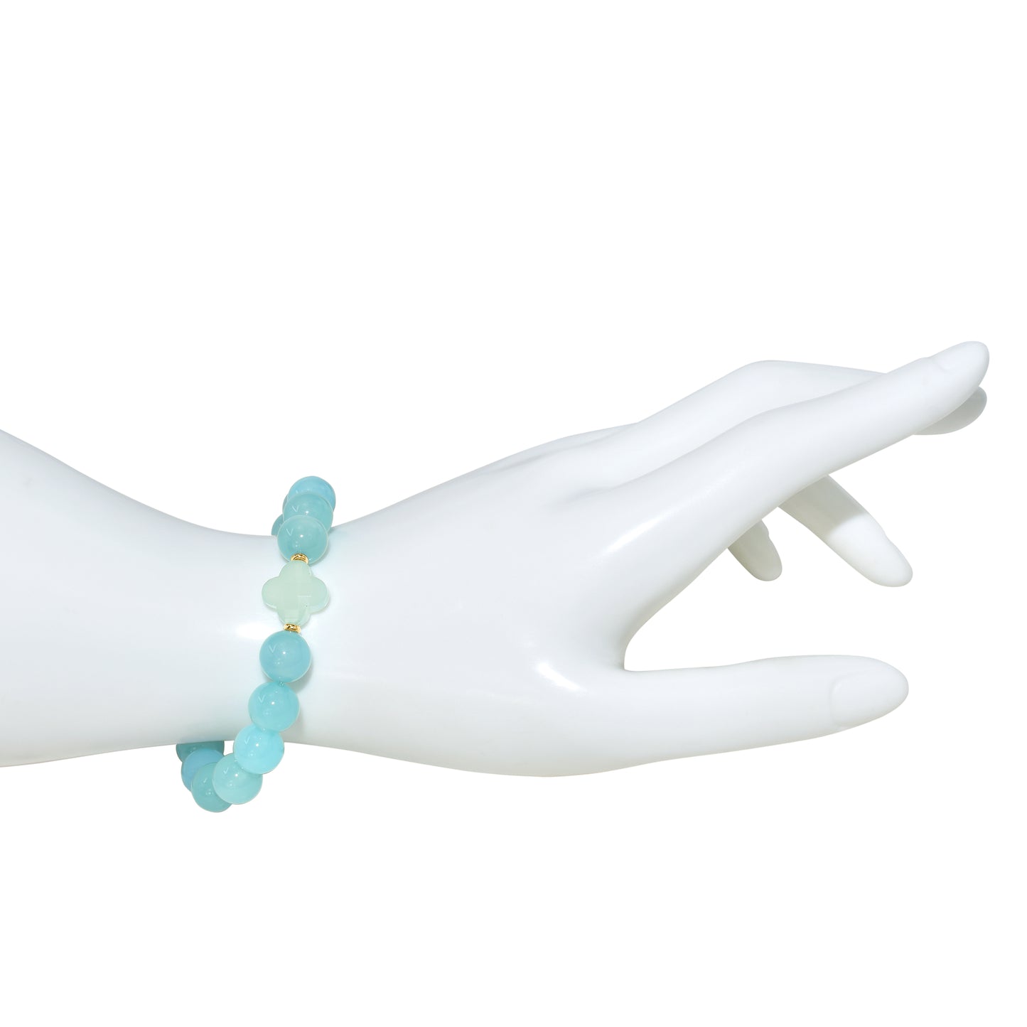 14k Chalcedony Clover Stretch Bracelet