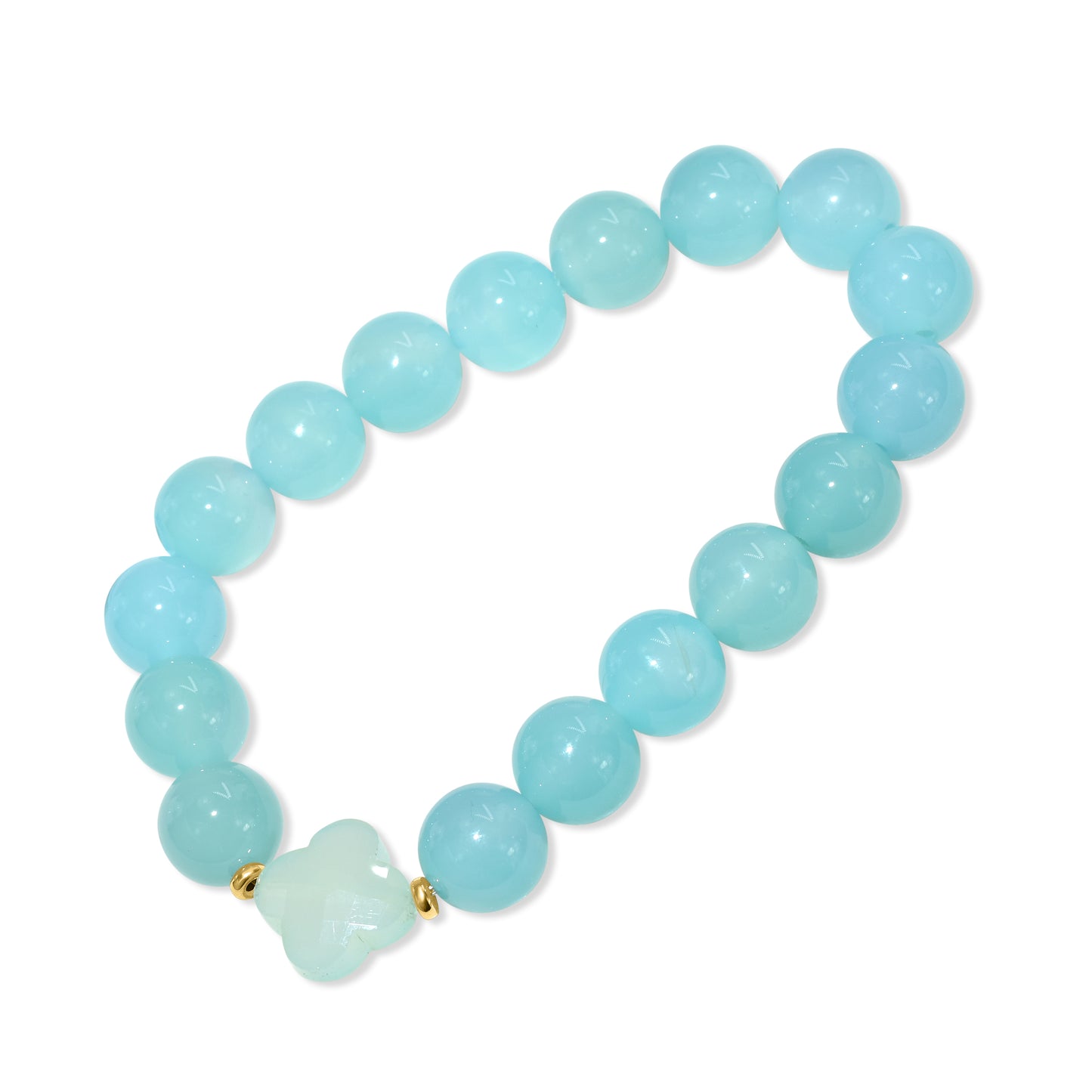 14k Chalcedony Clover Stretch Bracelet