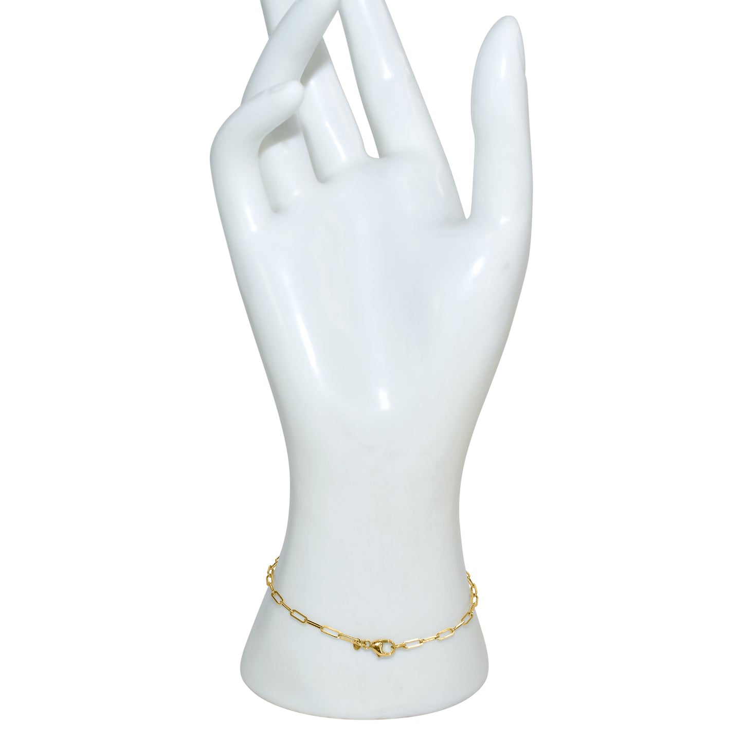 14k Amethyst 5 Round Bezel Paperclip Bracelet