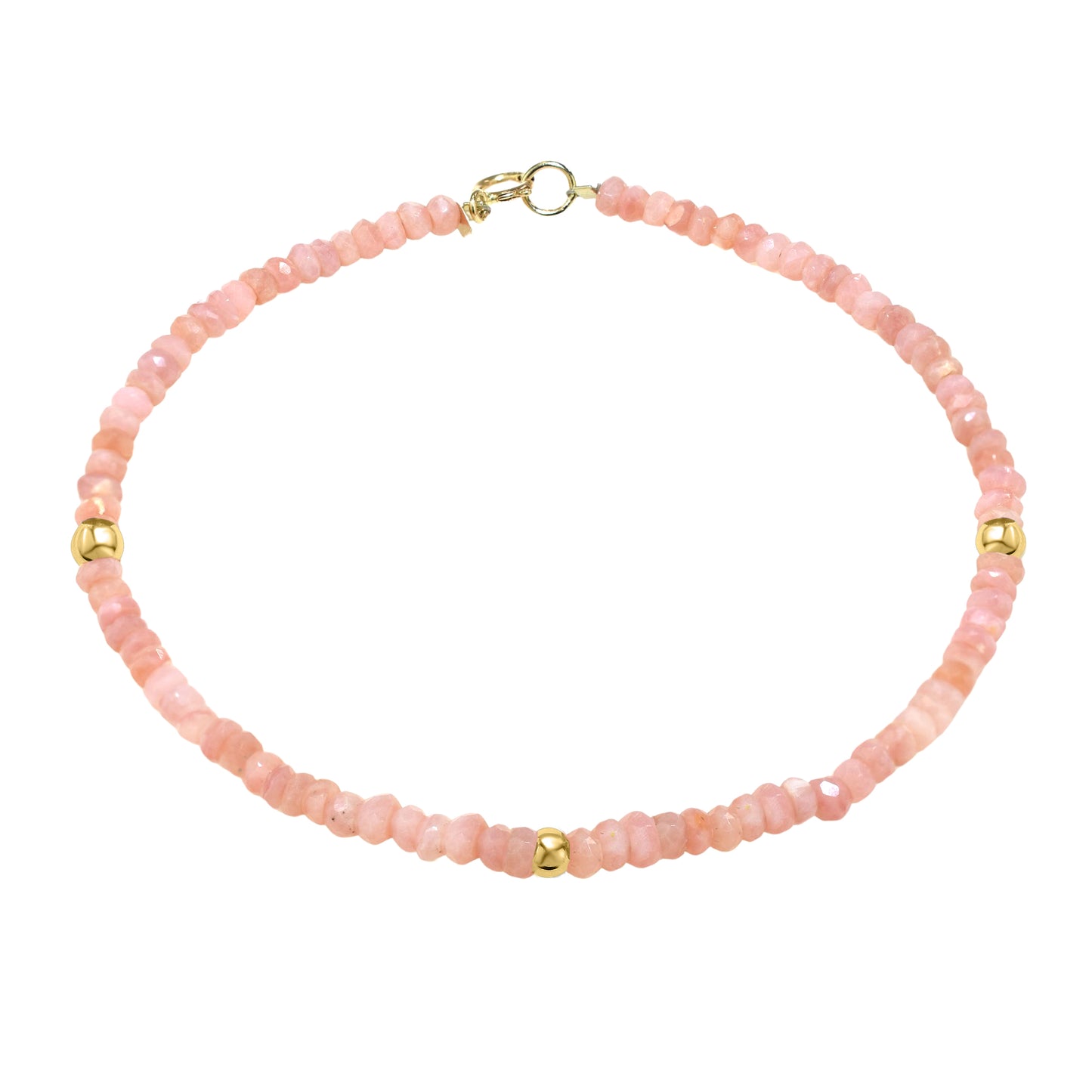 14k Gemstones 3 Gold Roundel Stations Bracelet