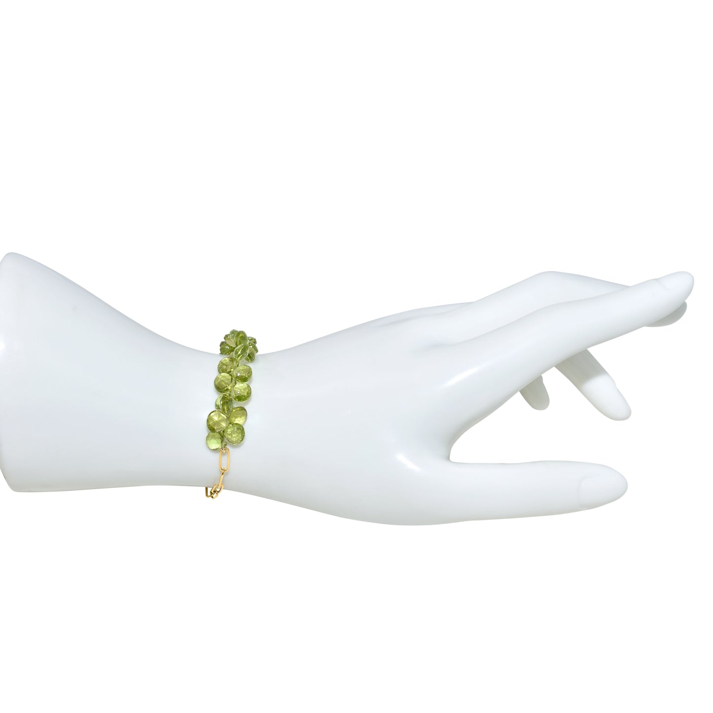 14k Peridot Cluster Paperclip Adjustable Bracelet
