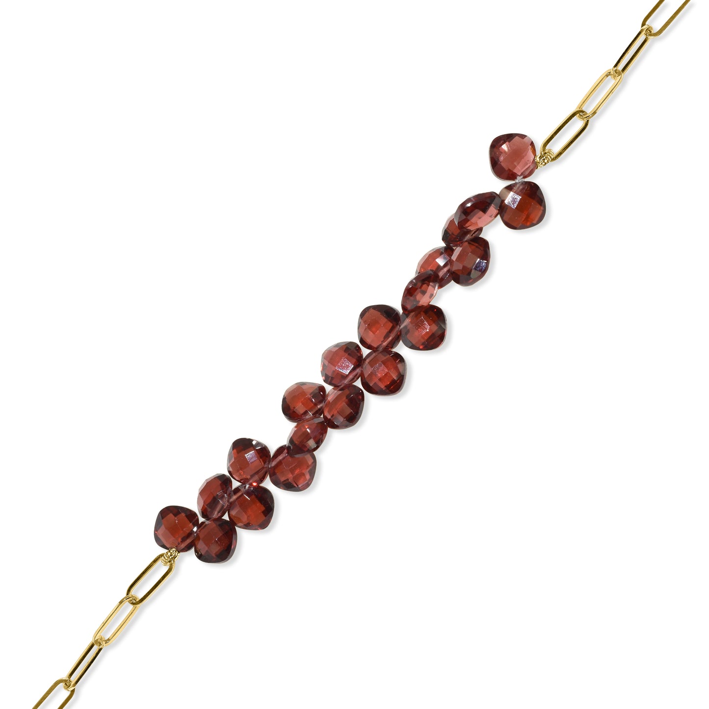 14k Garnet Cluster Paperclip Adjustable Bracelet