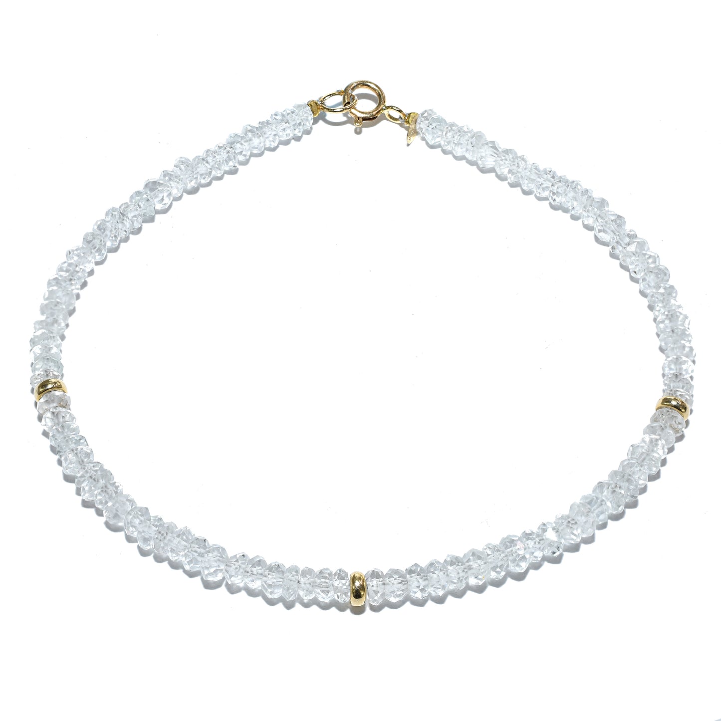 14k Yellow Gold Gemstones 3 Gold Roundel Stations Bracelet