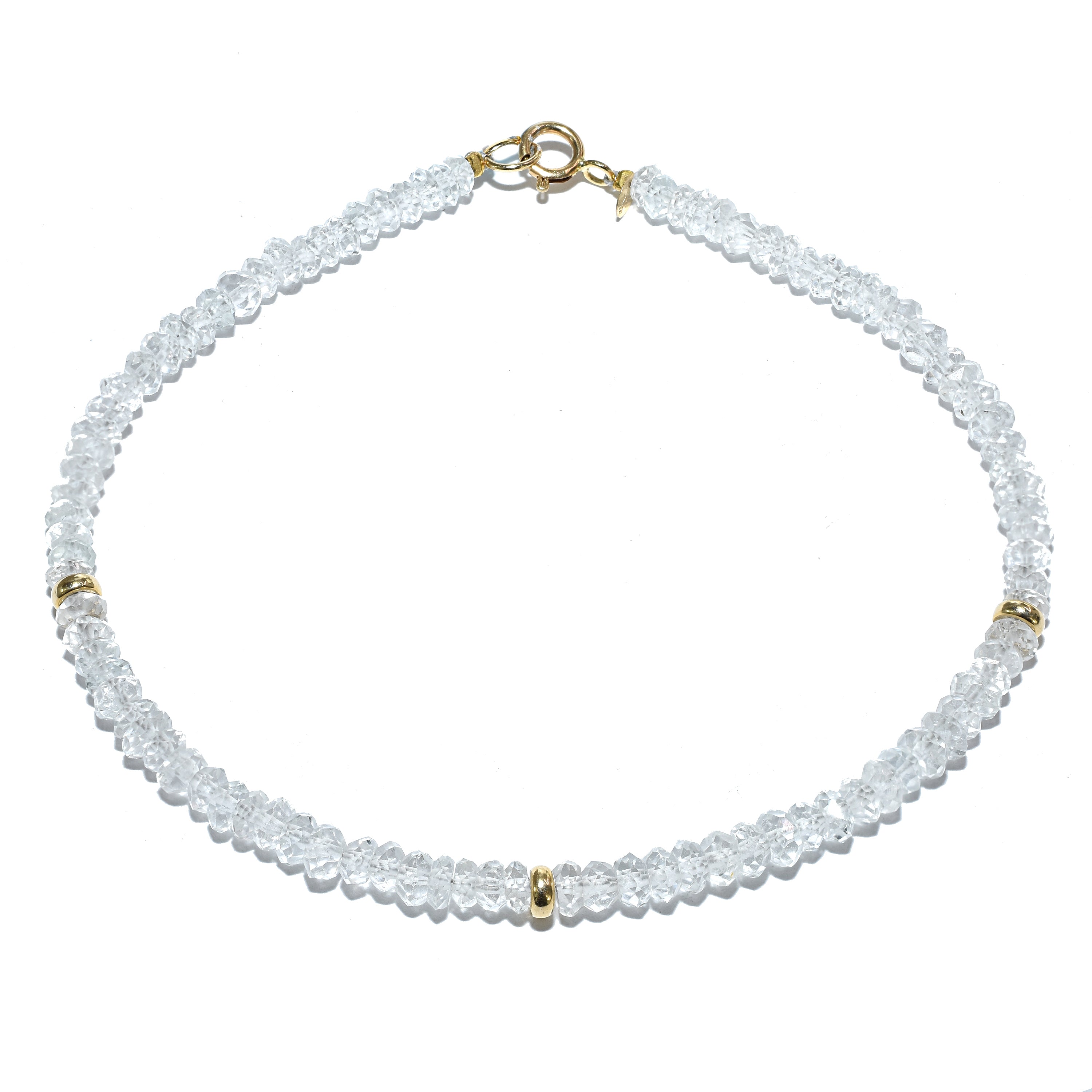 14k Gemstones 3 Gold Roundel Stations Bracelet