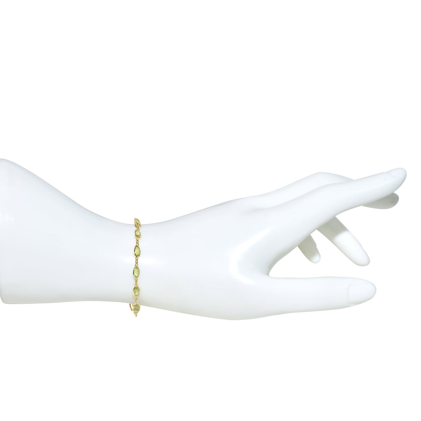 14k Peridot Paperclip Chain Bracelet