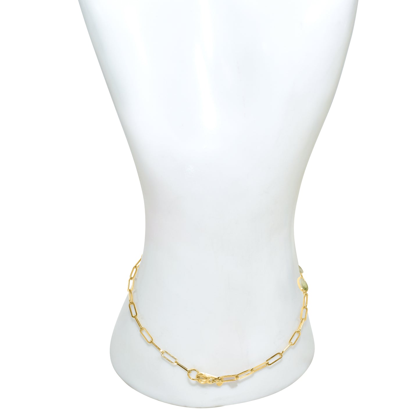 14k Peridot Paperclip Chain Bracelet
