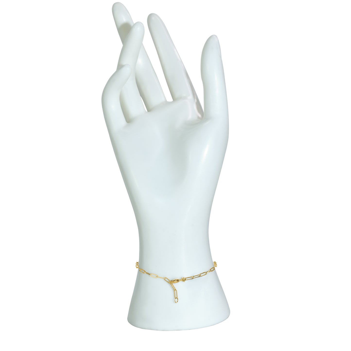 14k Green Onyx Cushion Paperclip Bracelet