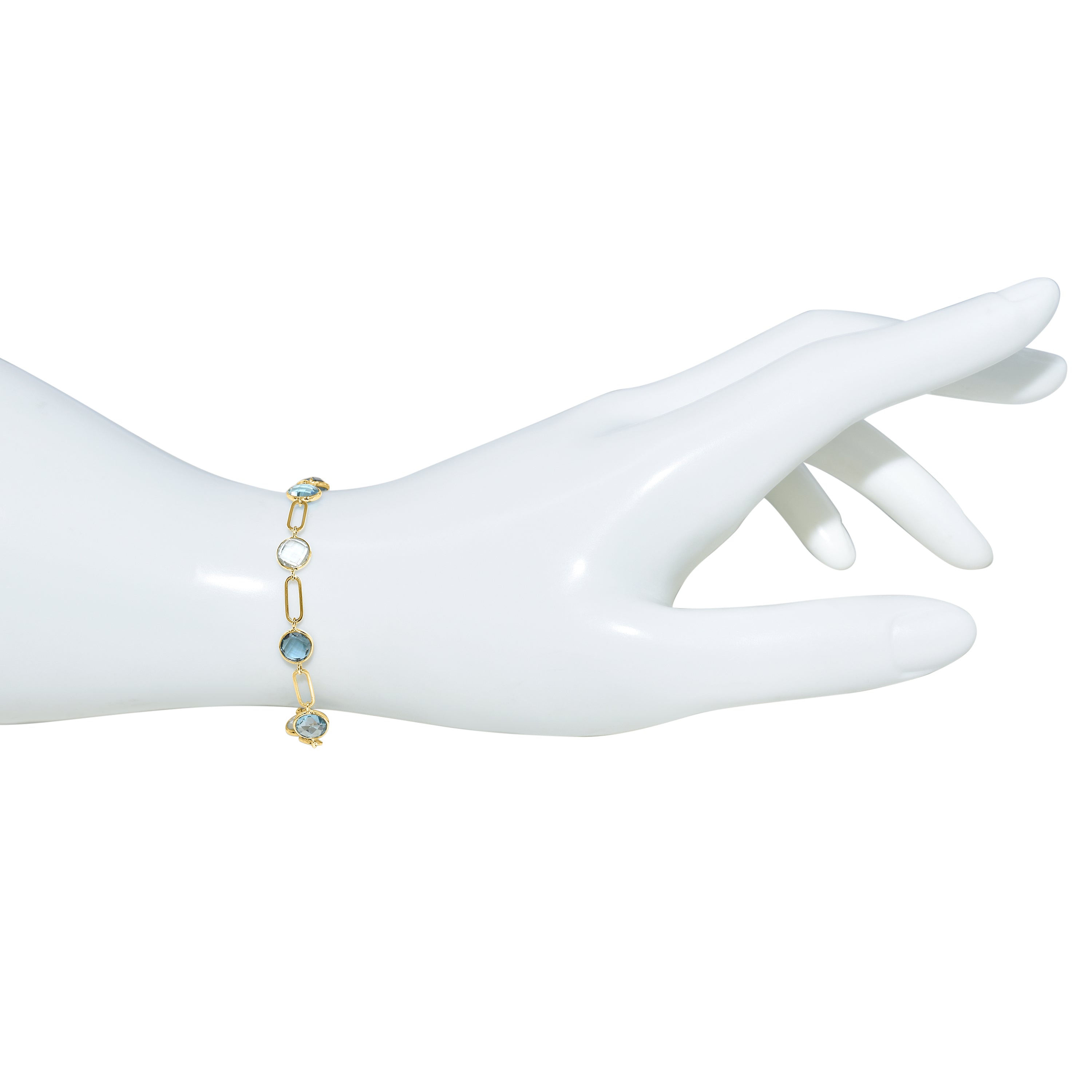 14k Tonal Blue Topaz Paperclip Bracelet