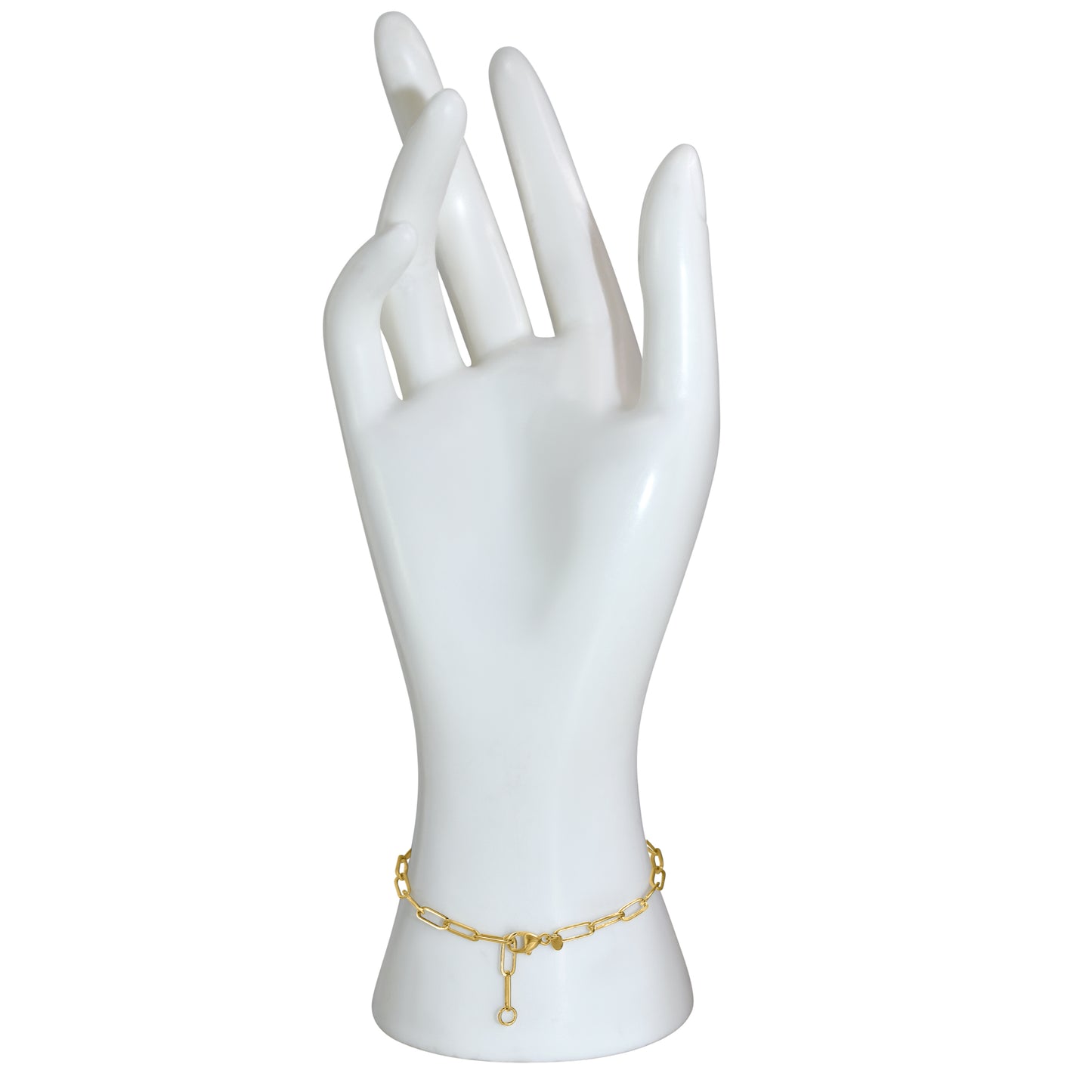 14k Black Onyx Rectangle Bar Paperclip Bracelet