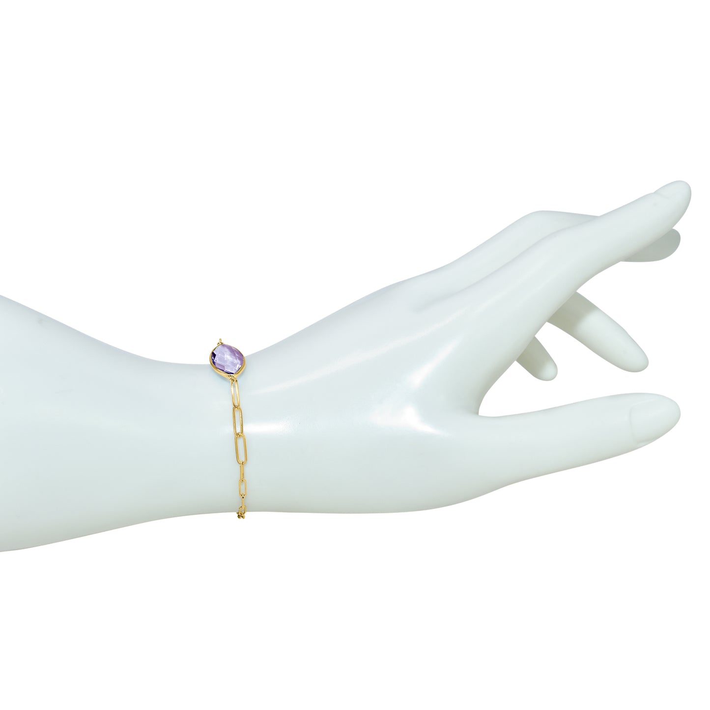 14k Yellow Gold Marquise Gemstone Paperclip Bracelet