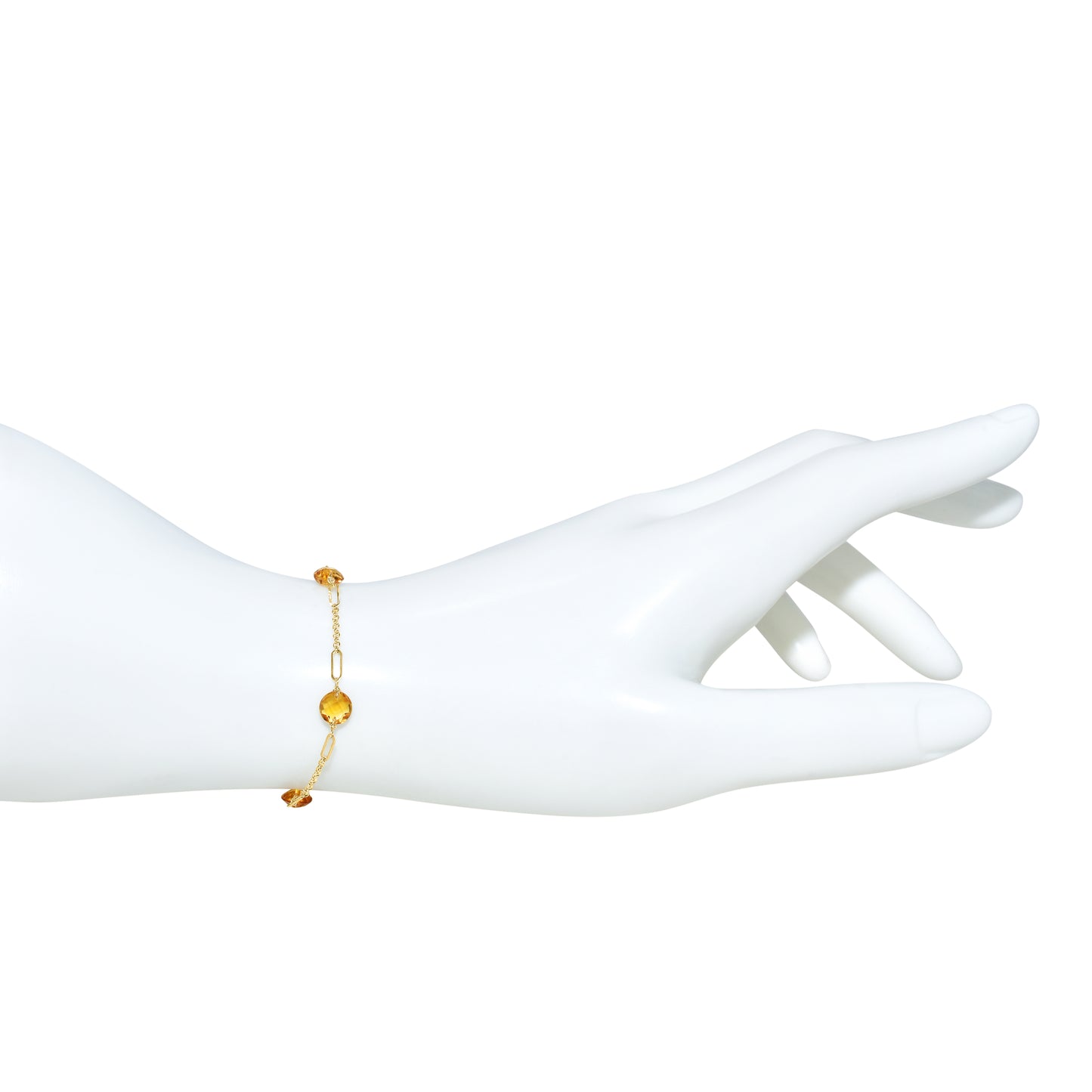 14k Citrine 5 Fancy Station Bracelet