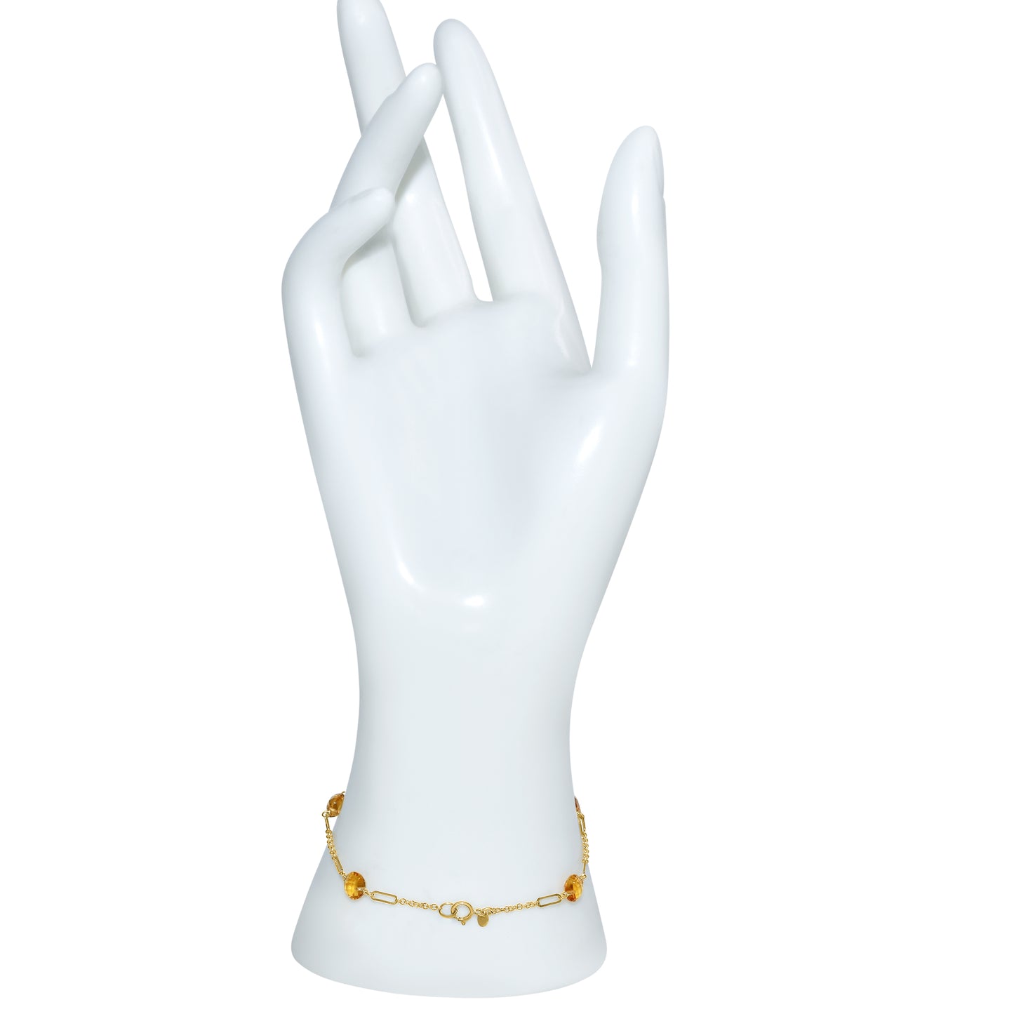 14k Citrine 5 Fancy Station Bracelet