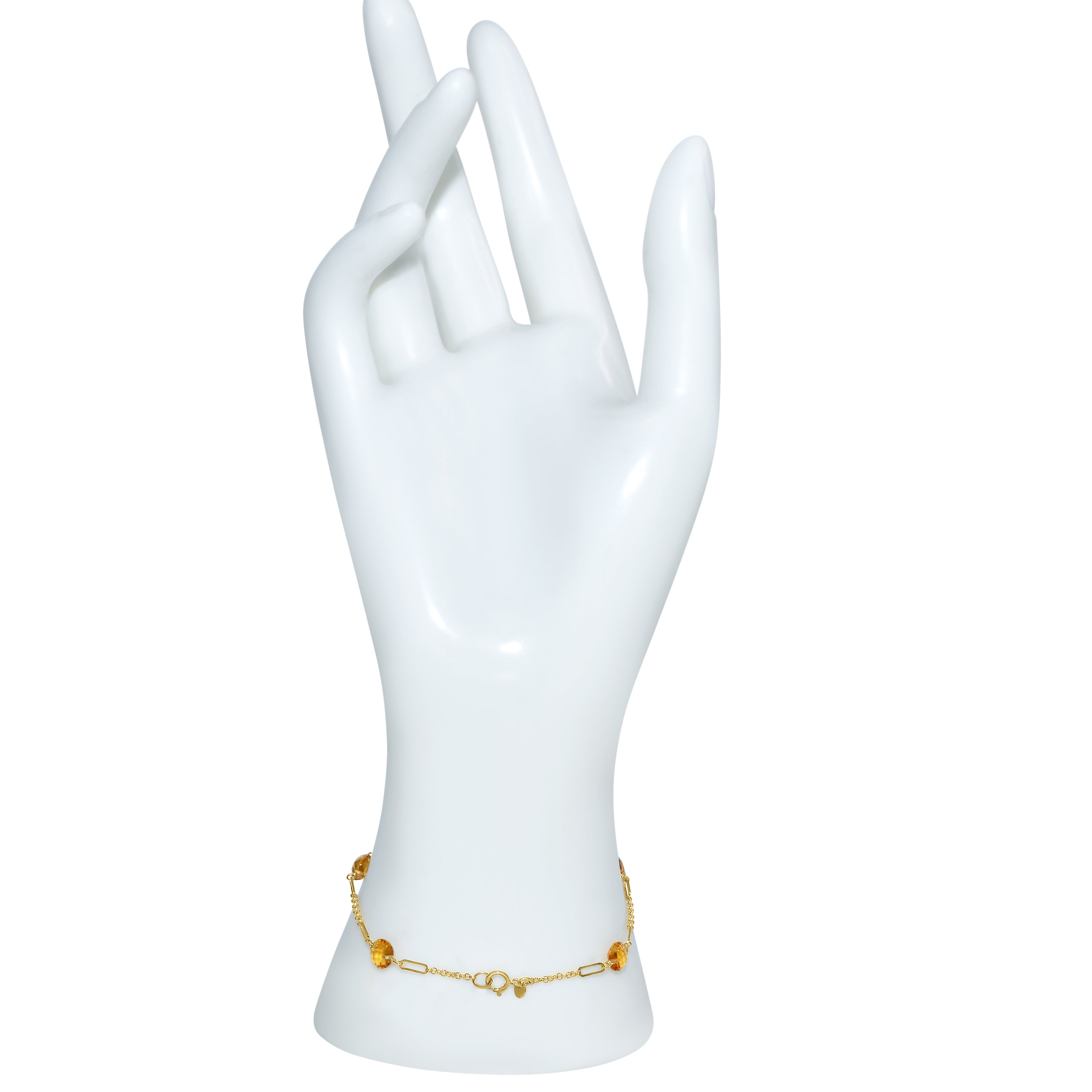 14k Citrine 5 Fancy Station Bracelet