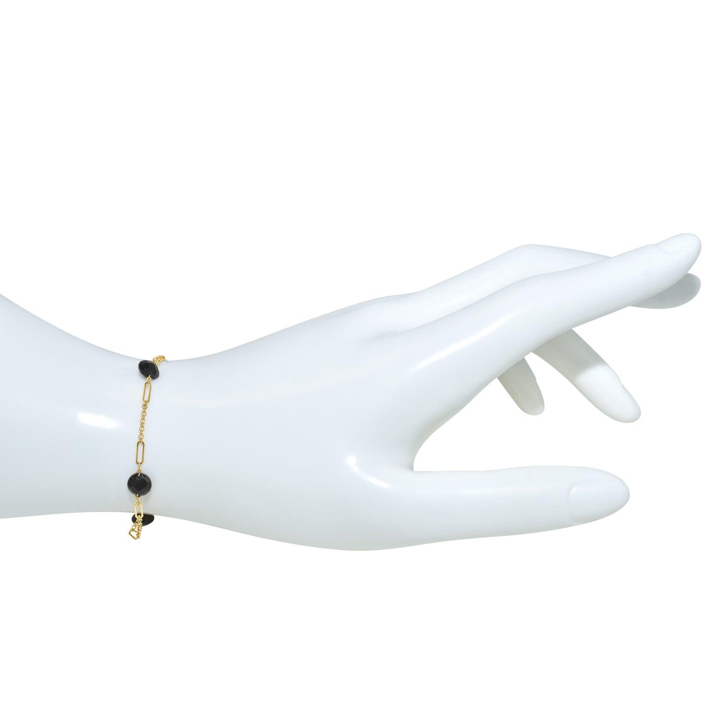 14k Black Onyx Fancy Station Bracelet