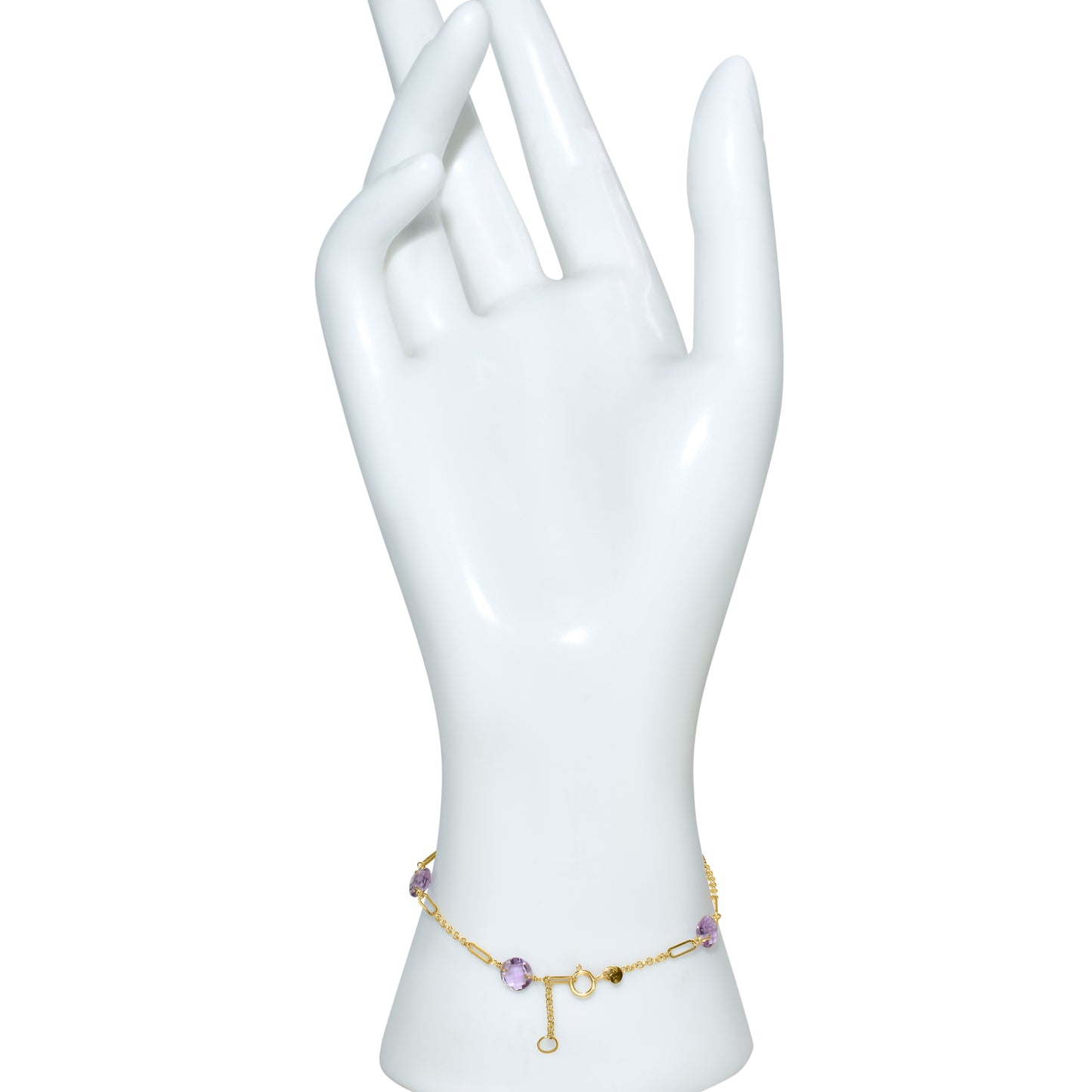 14k Amethyst 5 Fancy Station Bracelet